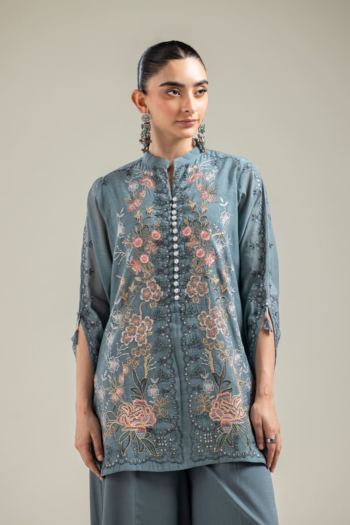 Paper Silk Embroidered Silk Kurta - 2-26-202-A-E-VG