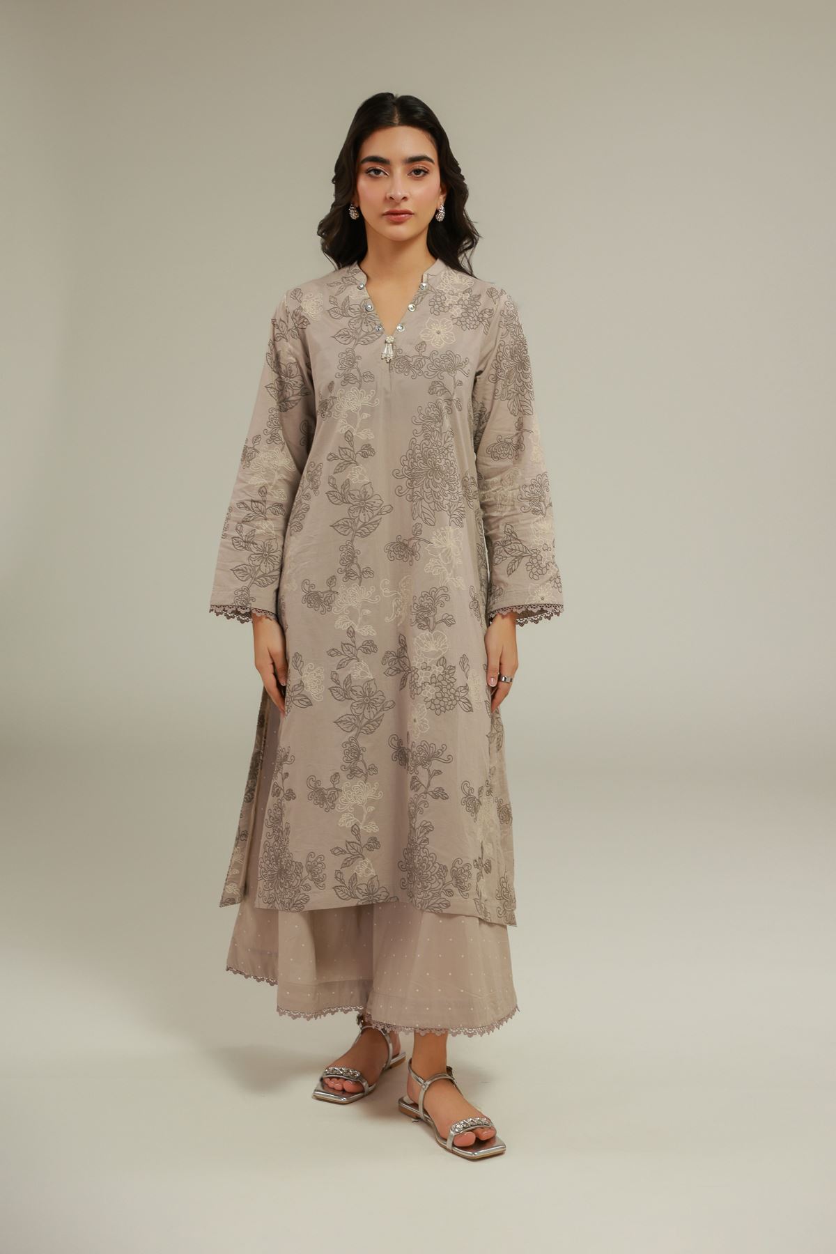 Cambric Floral Cambric Kurta - 1001924537