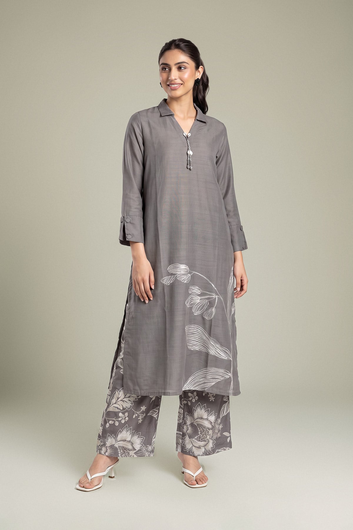 Embroidered Light Khaddar Kurta - 1-26-436-A-K1-VG
