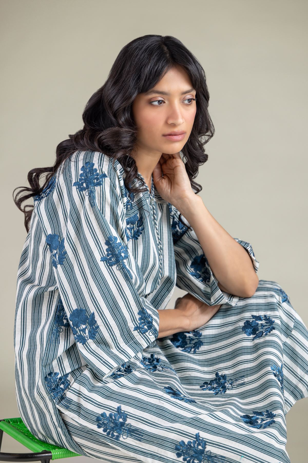 Embroidered Cotton Dobby Kurta - 1001927332