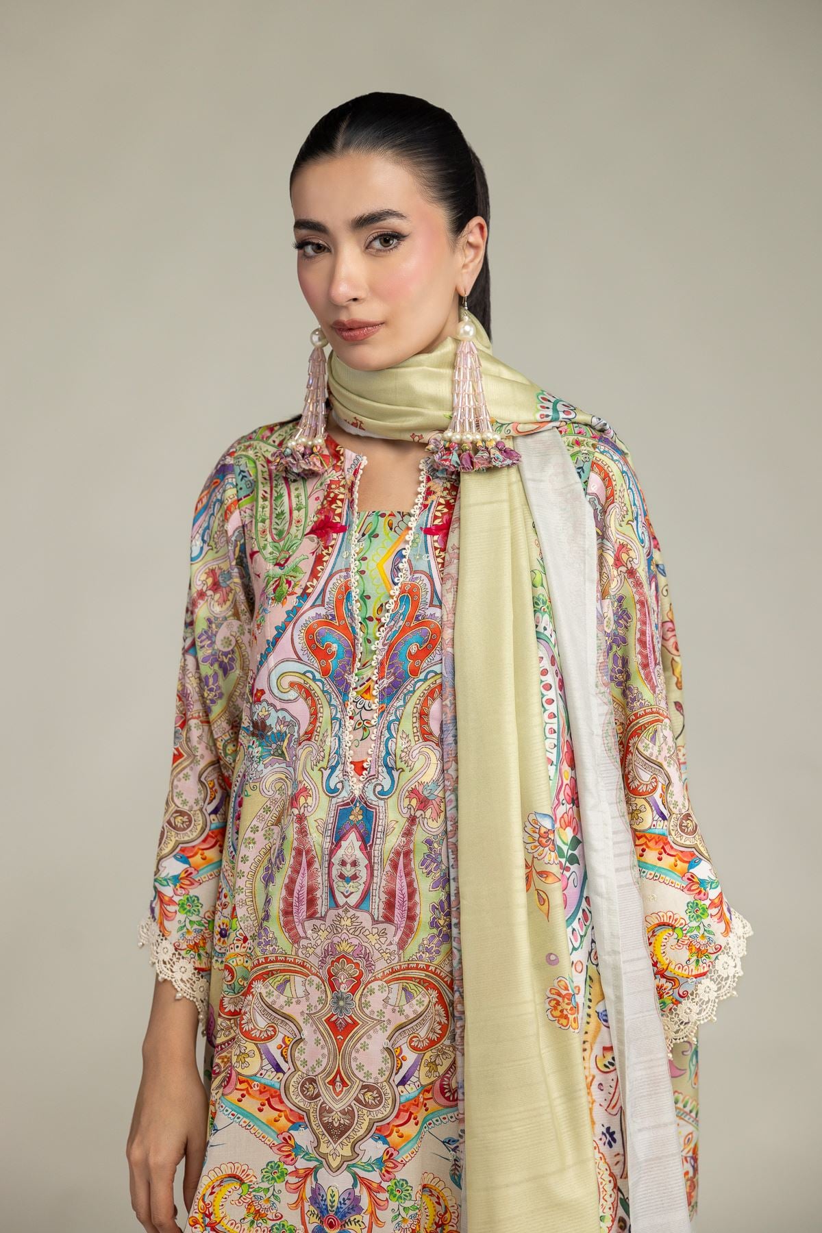 Embroidered Polyester Silk Silk Paisley Dupatta - 2-26-212-A-C1-VG