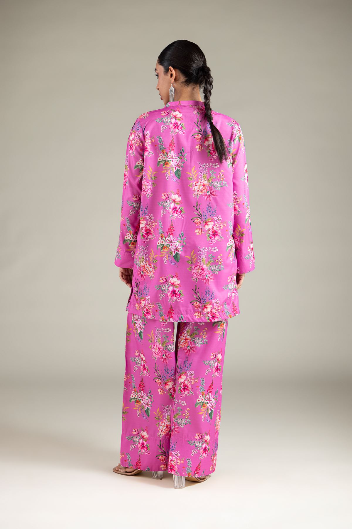Printed Polyester Silk Kurta - 1-26-110-B-A-VG
