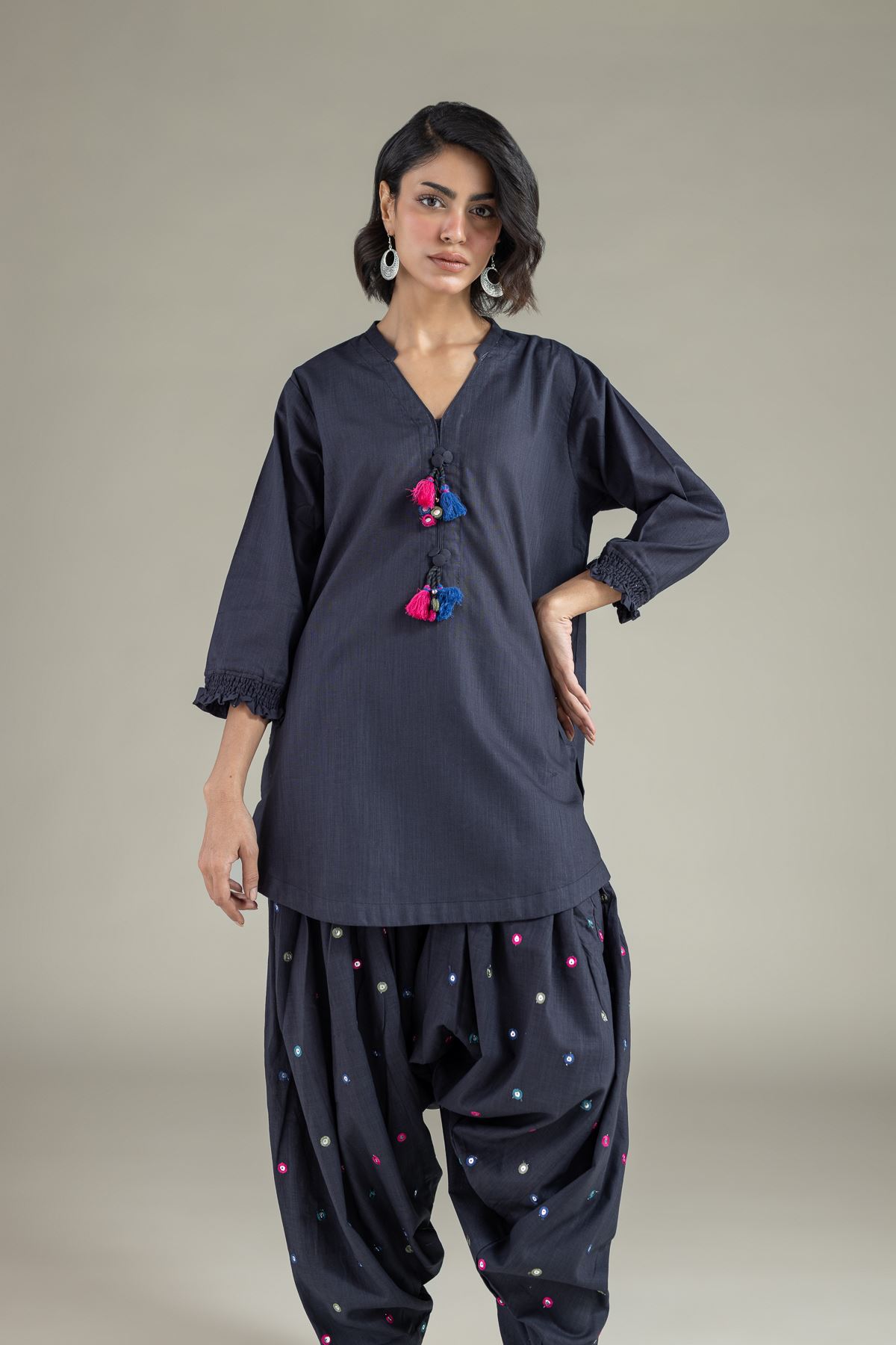 Dyed Heavy Textured Cotton Kurta - 25-04E48-07TA-VG