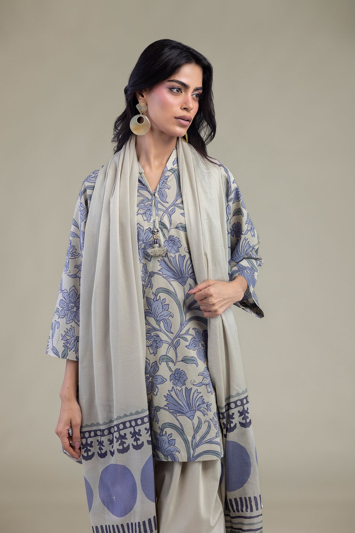 Printed Lawn Printed Cambric Dupatta - 1-26-102-A-F-VG