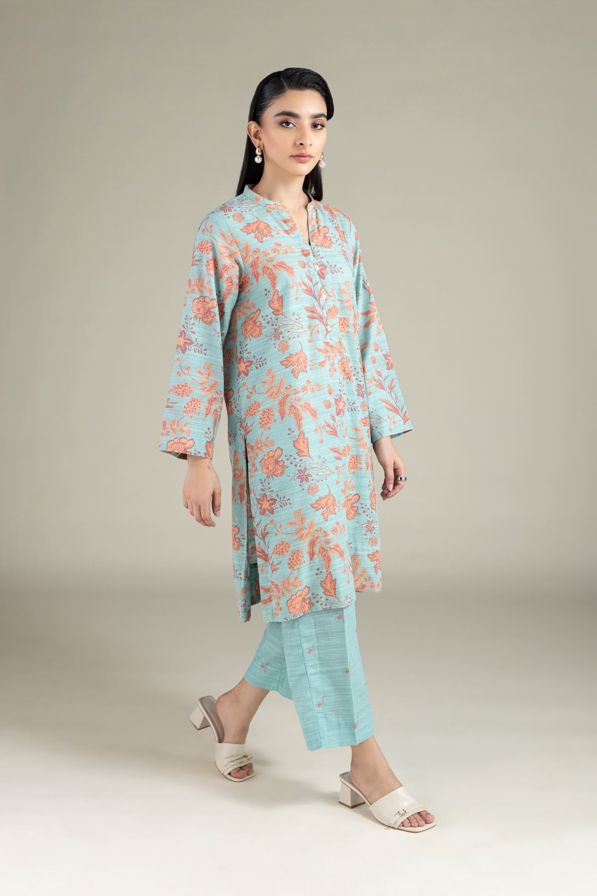 Printed Textured Cotton Kurta - 25-09-9S1-04TA-VG
