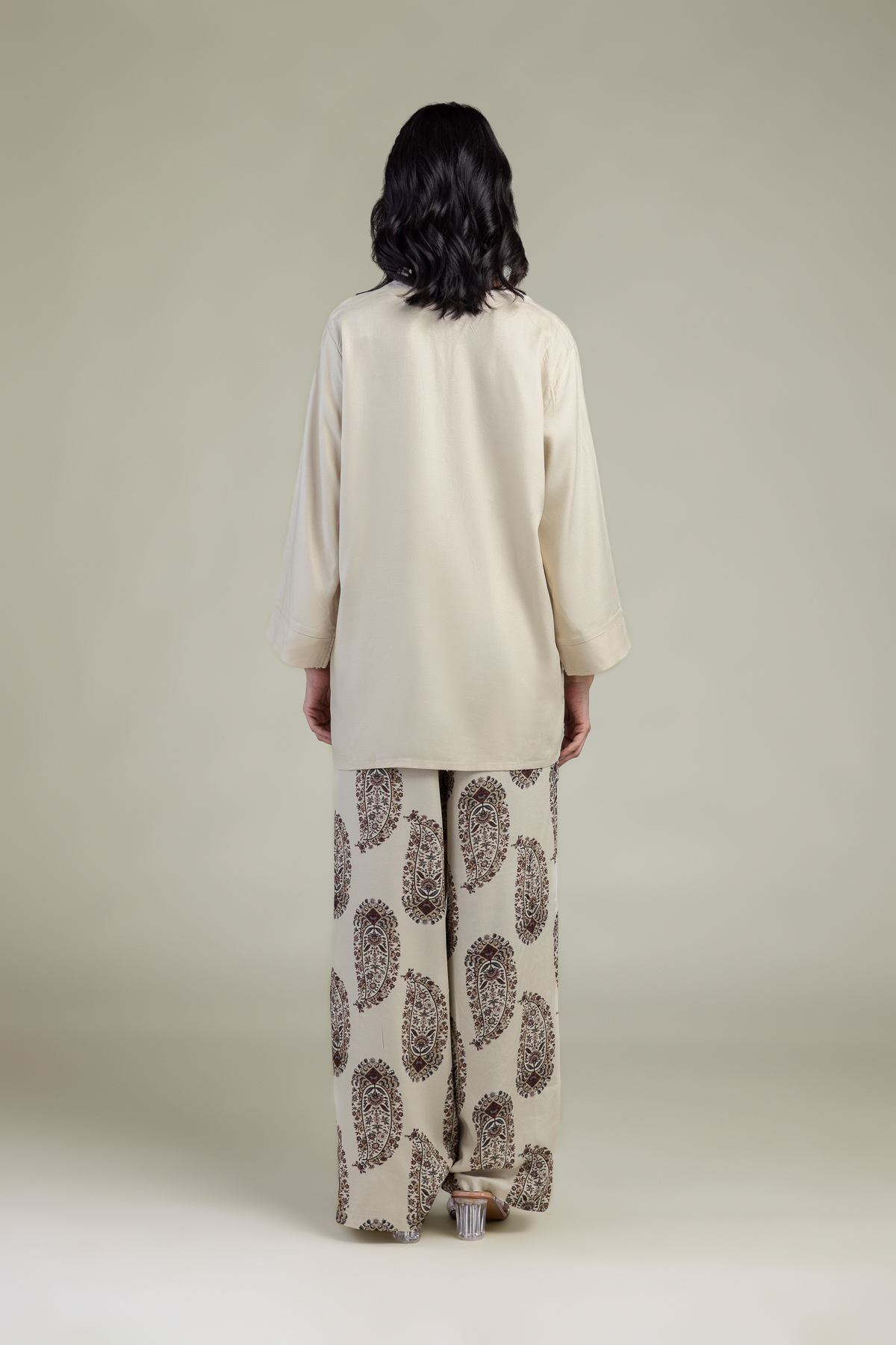 Embroidered Viscose Crepe Short V-Neck Tunic - 1-26-250-B-H1-VG