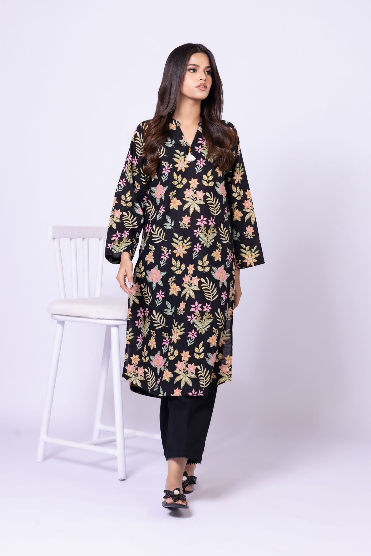 Printed Khaddar Kurta - 25-09-11E3-07TA-VG