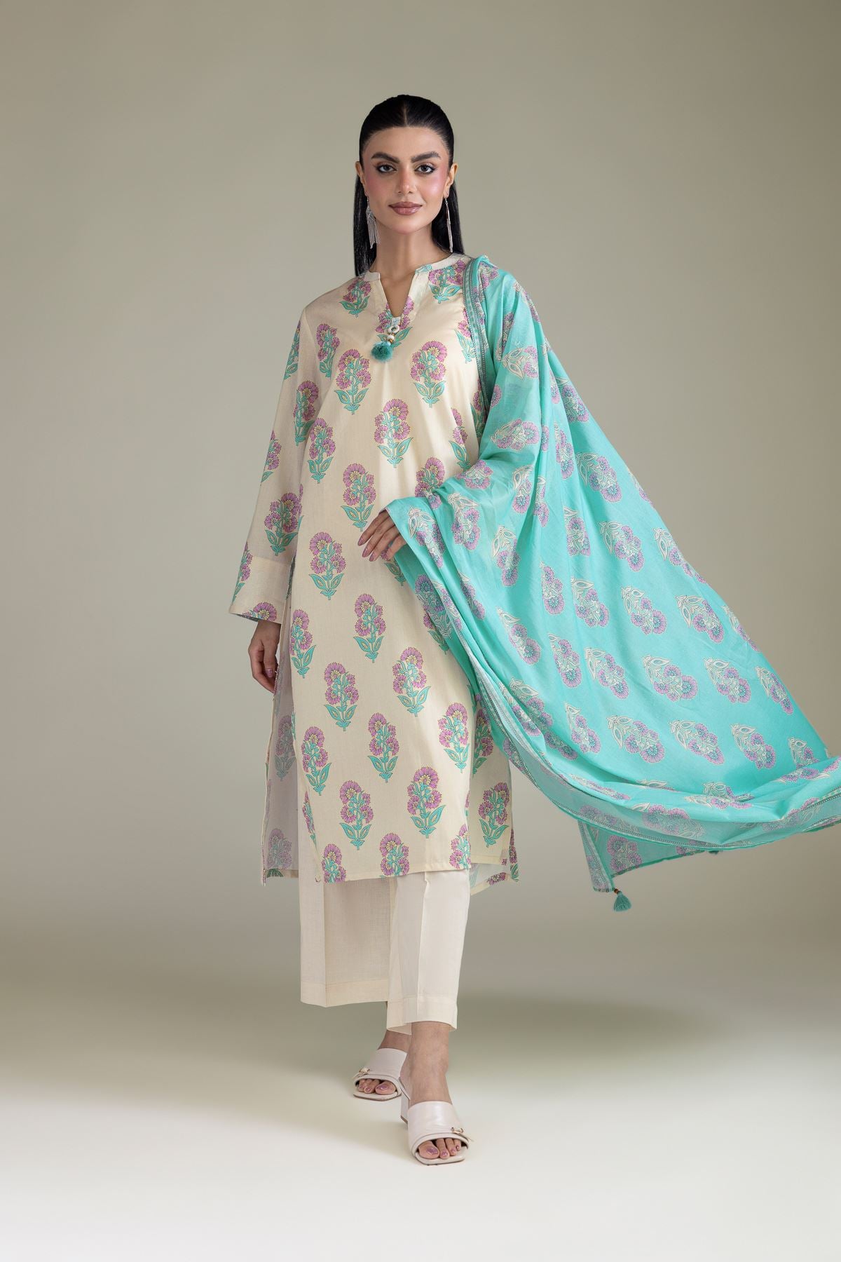 Printed Lawn Fabrics 3 Piece - A33-26-202FC1-E-VG