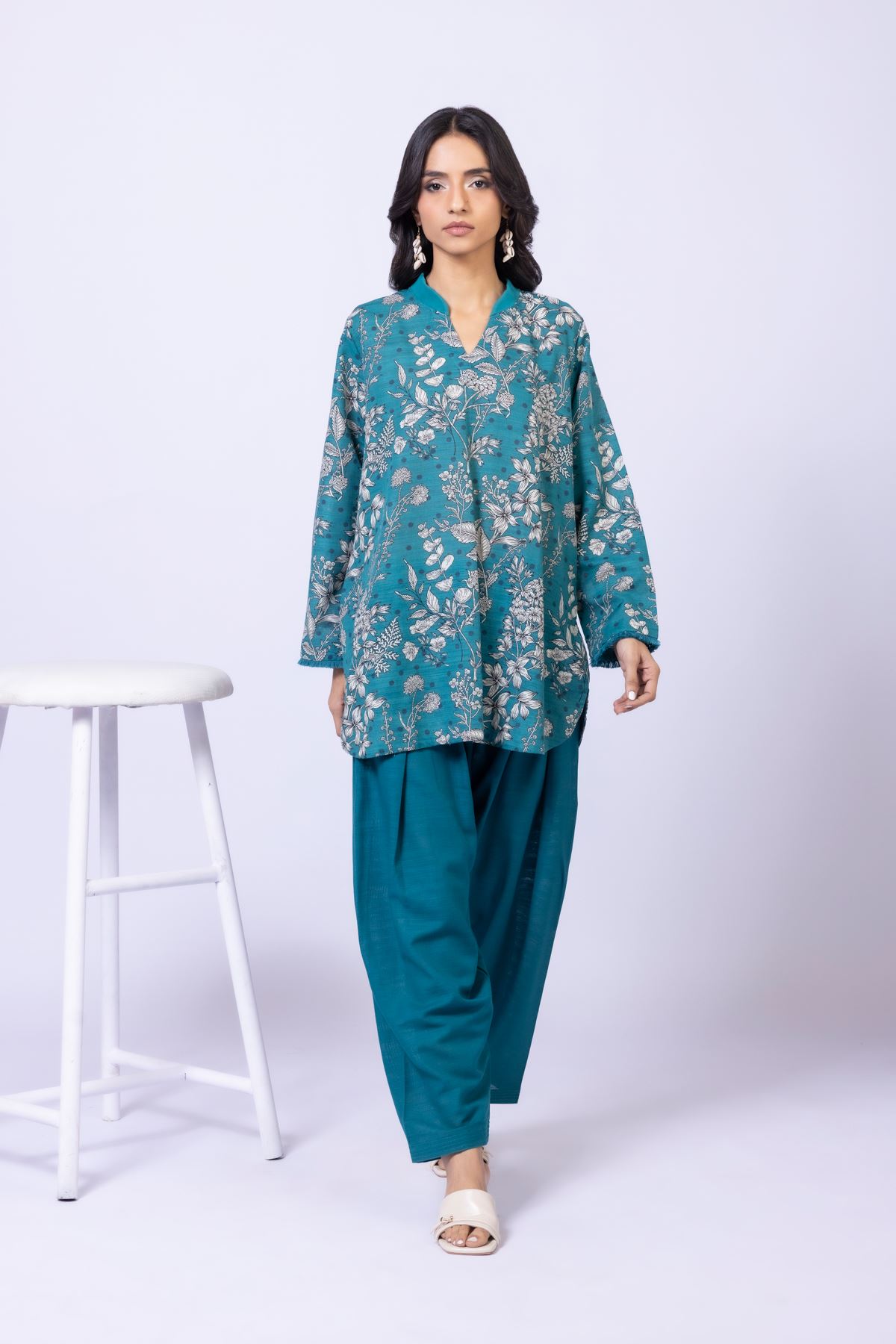 Dyed Textured Cotton Shalwar - 25-09-11E7-04TA-VG