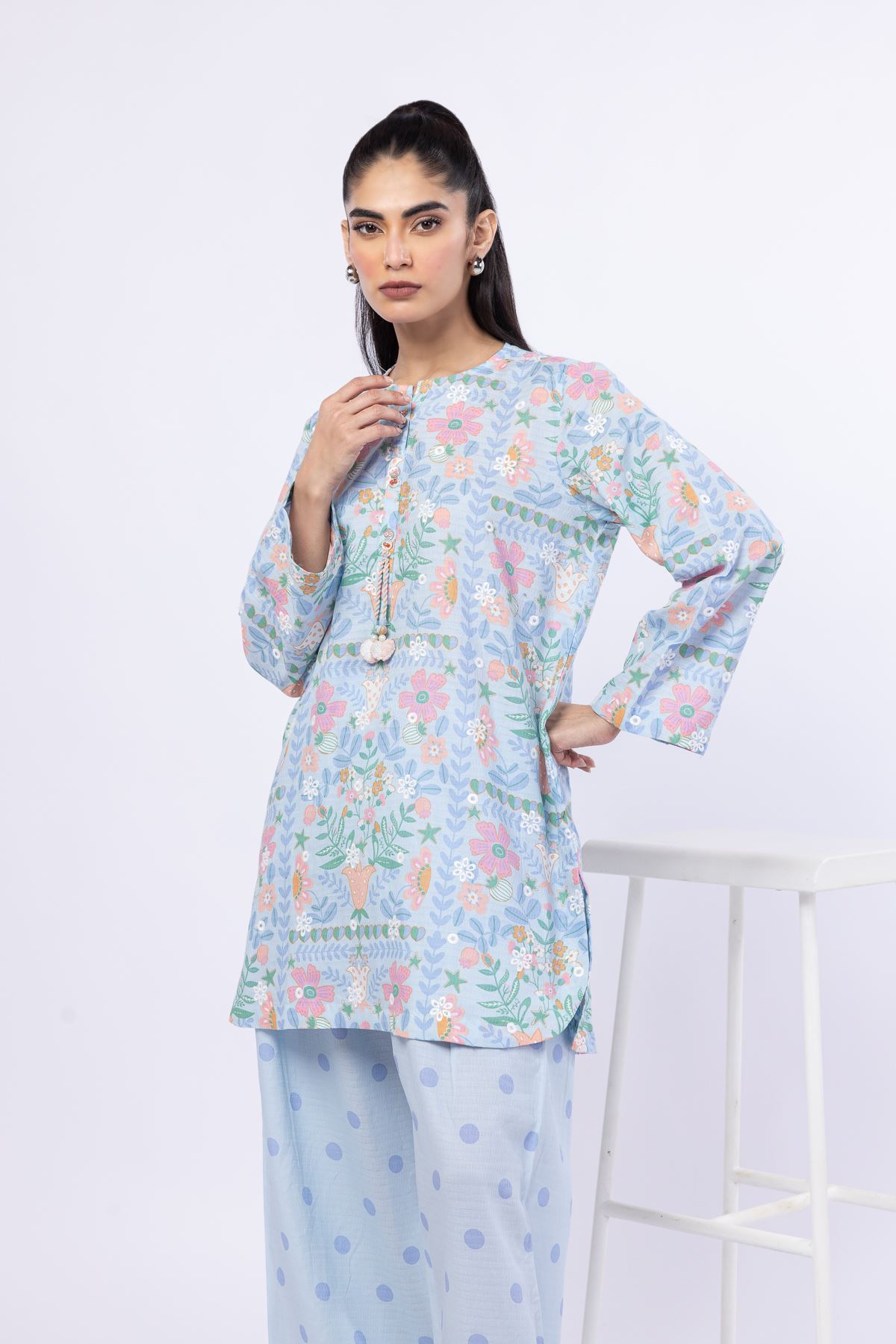 Embroidered Cotton Dobby Kurta - 25-07-7E5-08TA-VG
