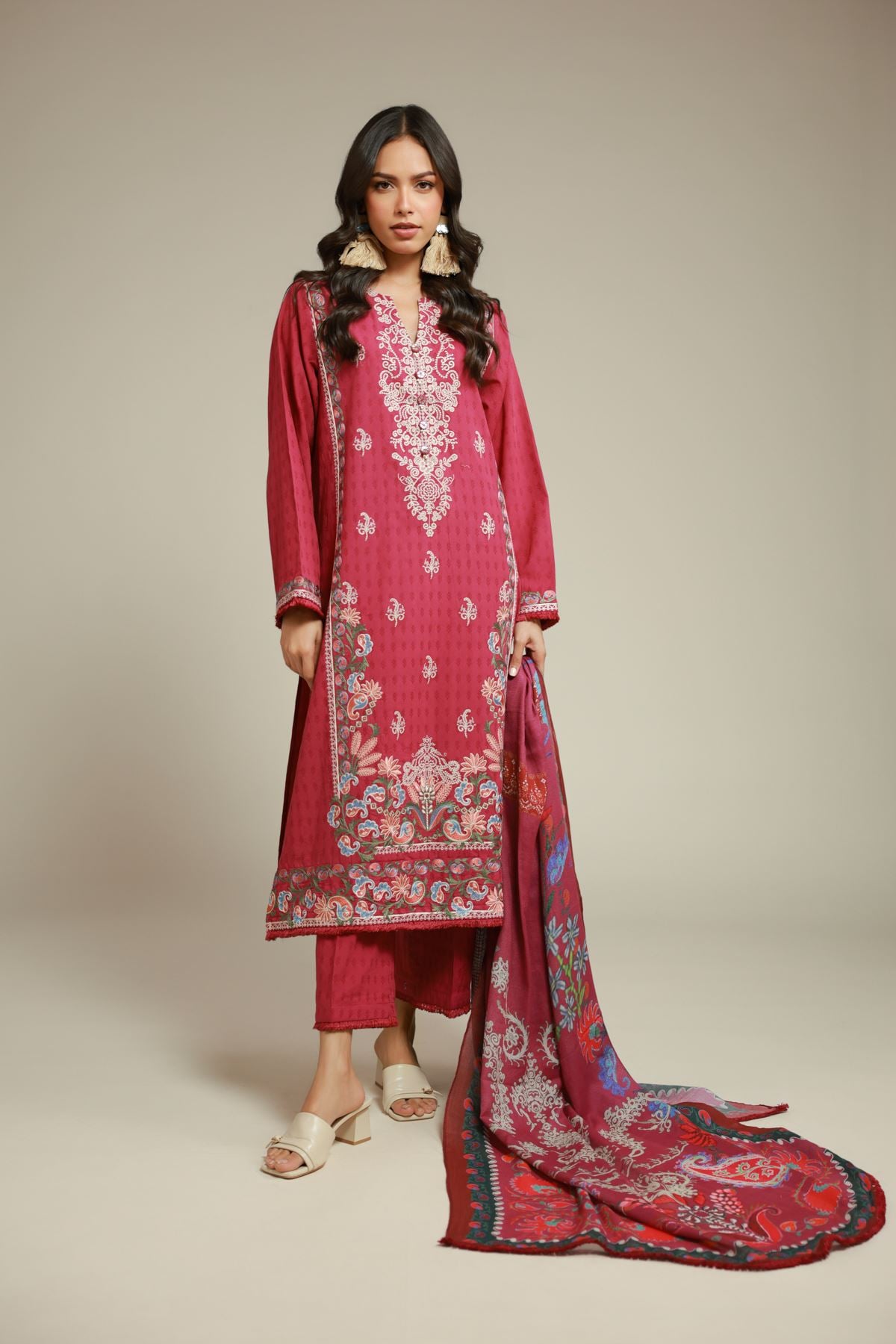 Embroidered Dobby Tailored 3-Piece Suit - 5-26-103-F-A-VG