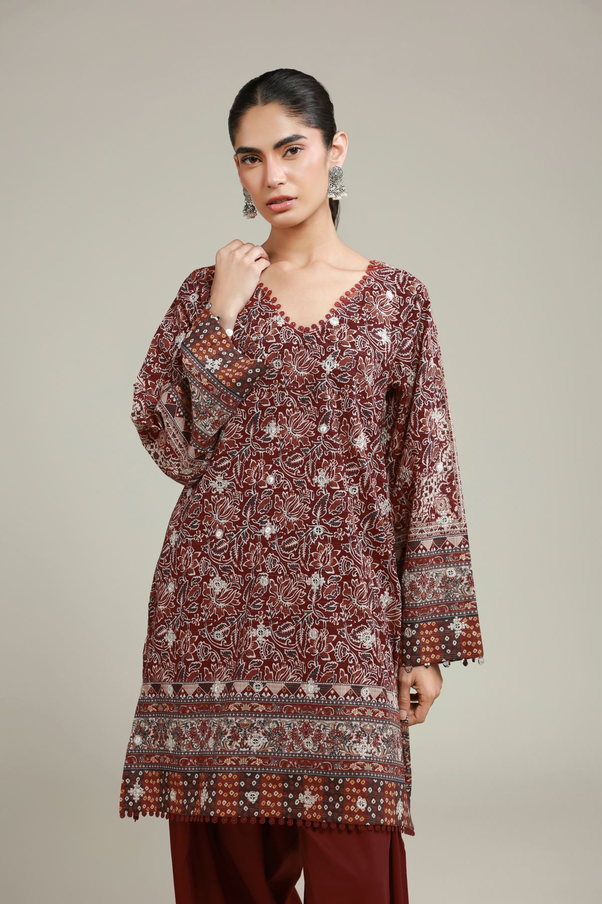 Embroidered Messuri Fabrics 2 Piece | Top and Bottom - A112-26-107EC1-VG