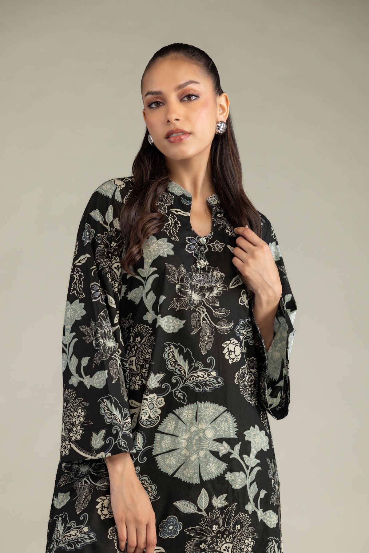 Printed Cambric Black Cambric Kurta - 1-26-243-A-D2-VG