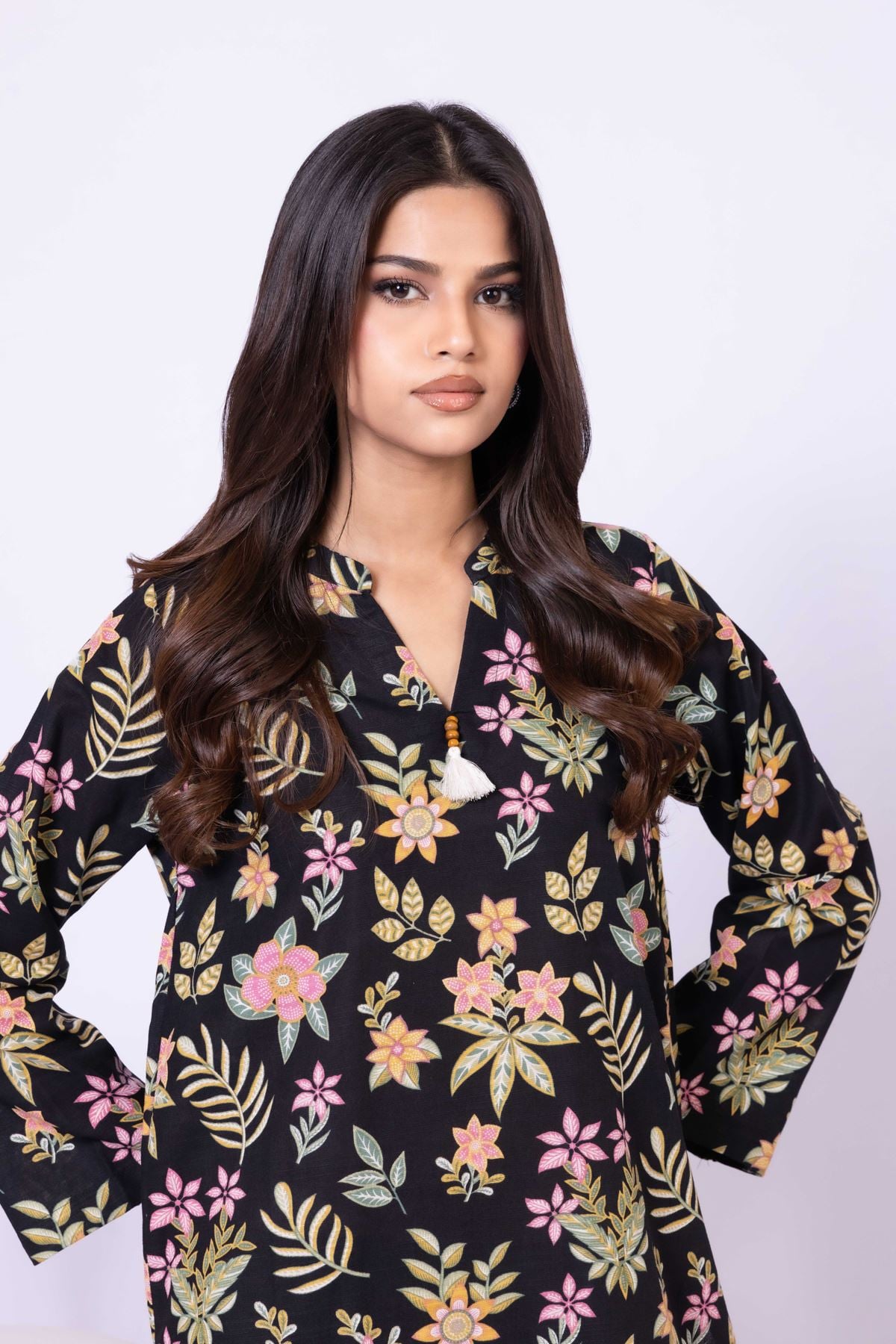 Printed Khaddar Kurta - 25-09-11E3-07TA-VG