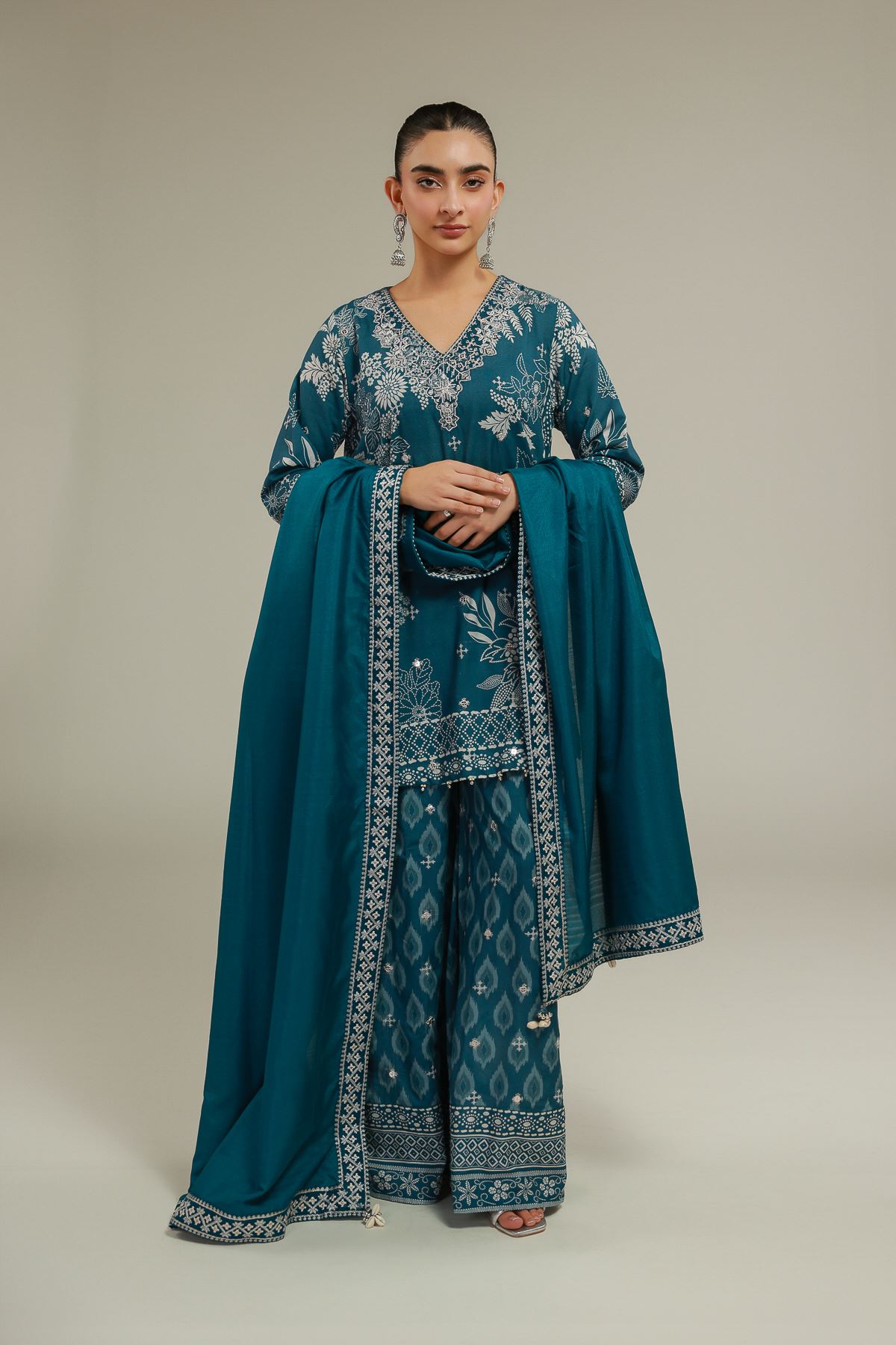 Embroidered Polyester Silk Geometric Threadwork Dupatta - 2-26-102-A-B-VG
