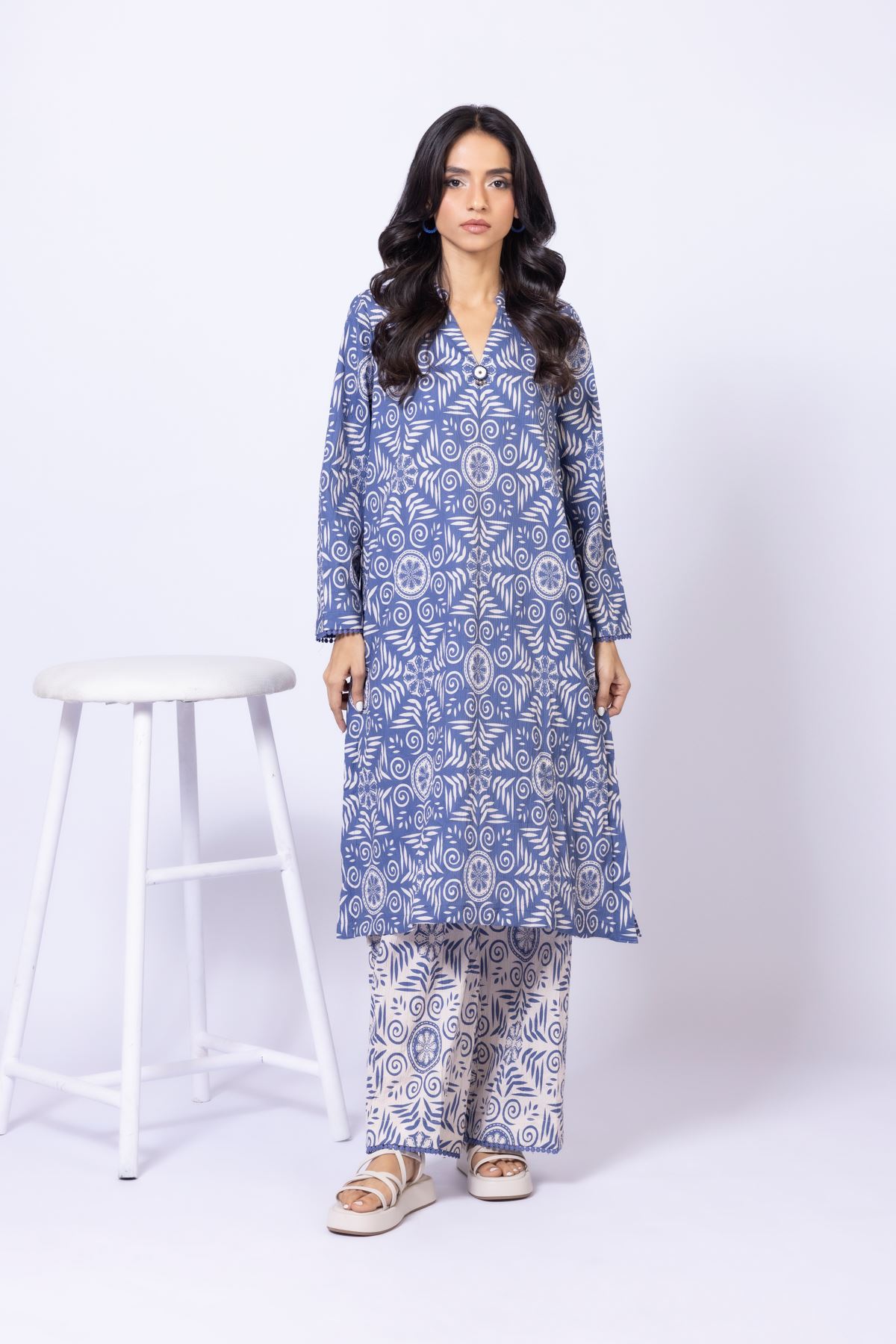 Printed Cotton Crinkle Kurta - 25-09-10E8-06TA-VG