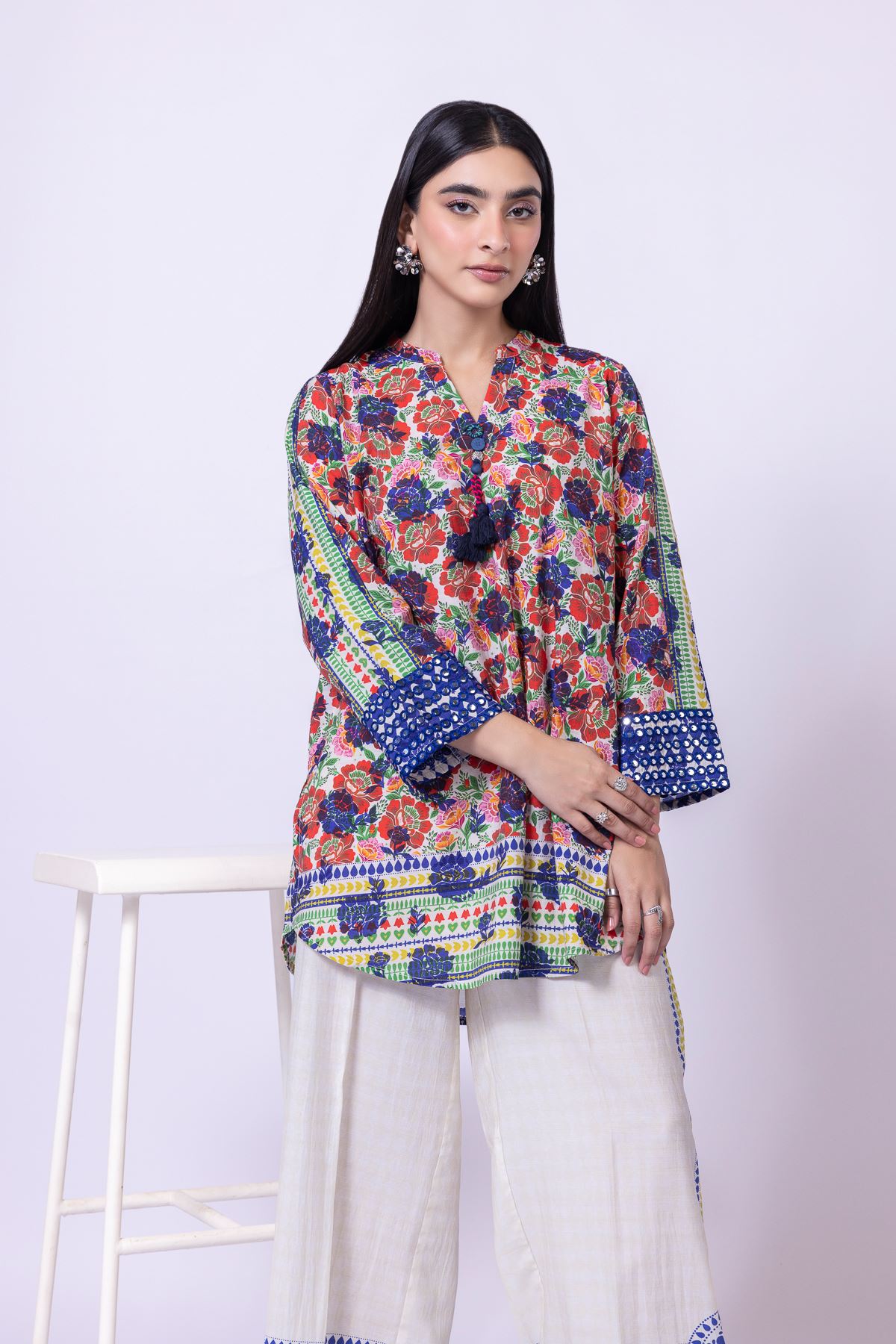 Embroidered Raw Silk Kurta - 25-09-9S1-07TB-VG