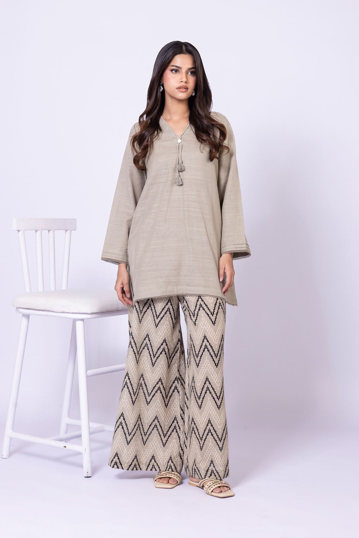 Dyed Textured Cotton Kurta - 25-09-11E14-08TA-VG