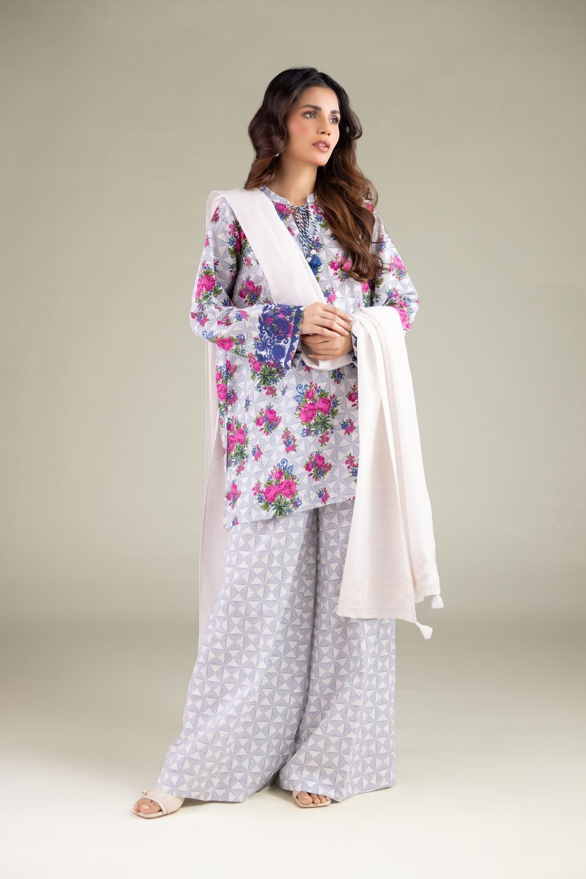 Embroidered Textured Cotton All-Season Solid Dupatta - 1-26-115-C-C-VG