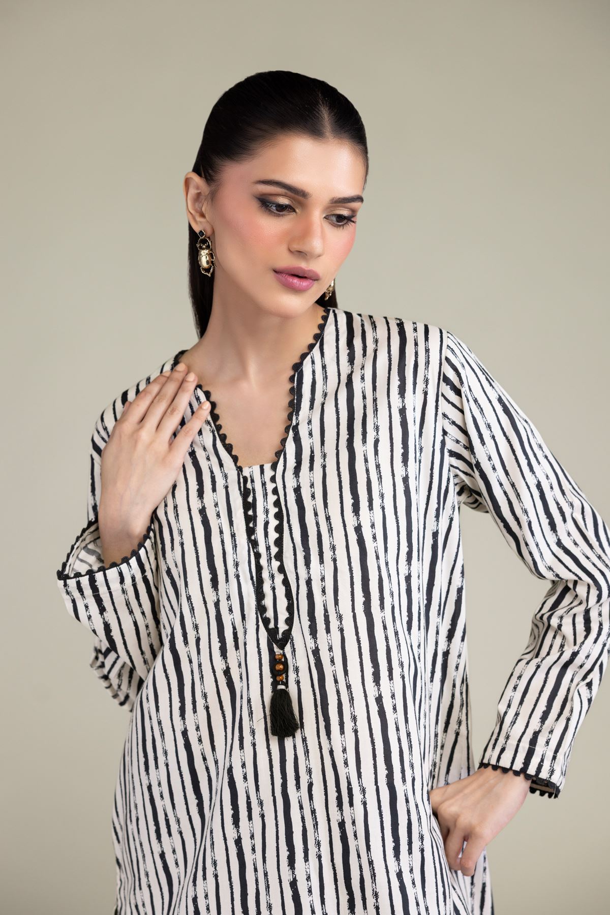 Printed Cotton Viscose White Cotton Kurta - 2-26-209-A-D1-VG