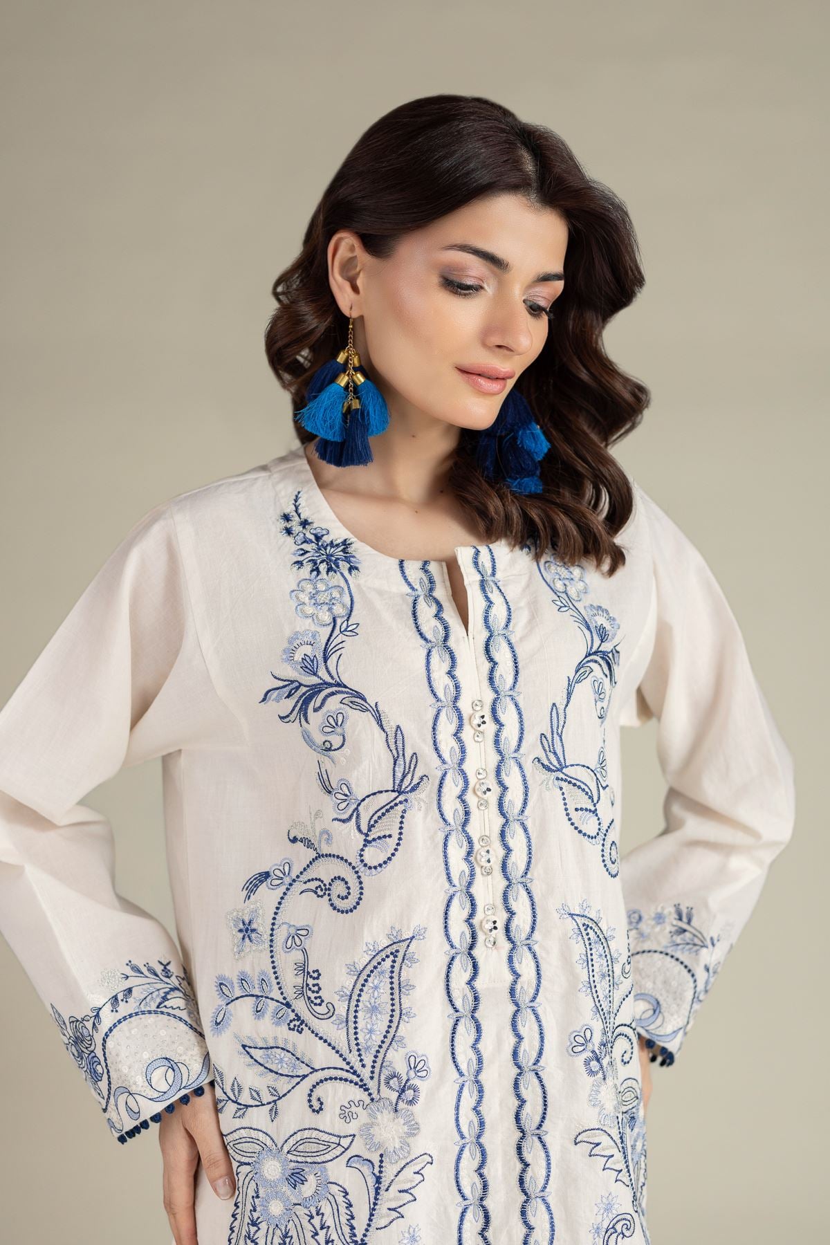Embroidered Cambric Fabrics 2 Piece | Top and Bottom - A113-26-111EE1-VG