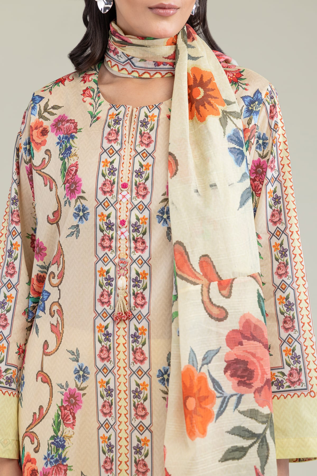 Printed Lawn Fabrics 3 Piece - 1-26-102-A-F-VG