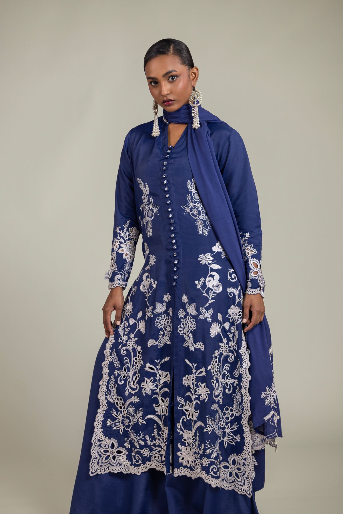 Raw Silk 3-Piece Embroidered Suit - 12-26-101-E-G-VG
