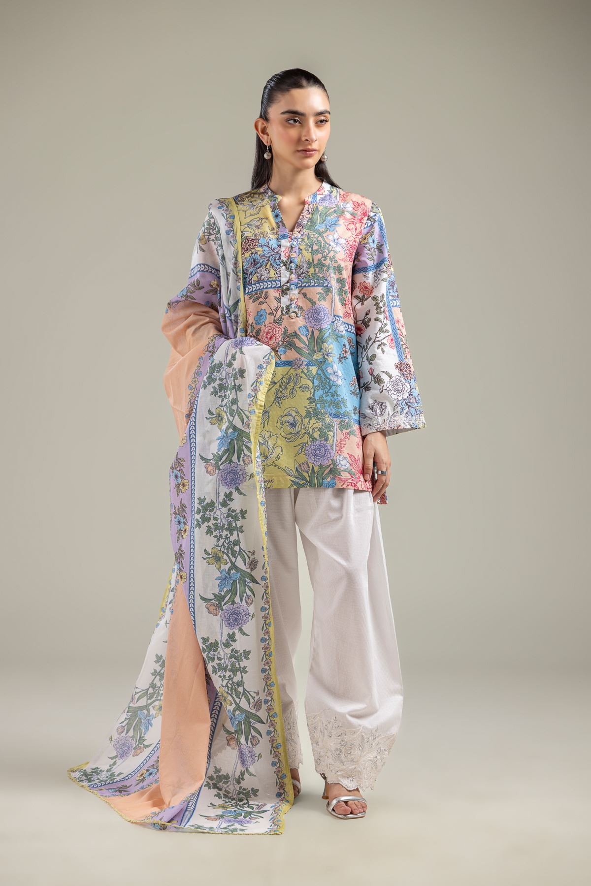 Embroidered Lawn Summer Lawn Dupatta - 1-26-118-A-B-VG