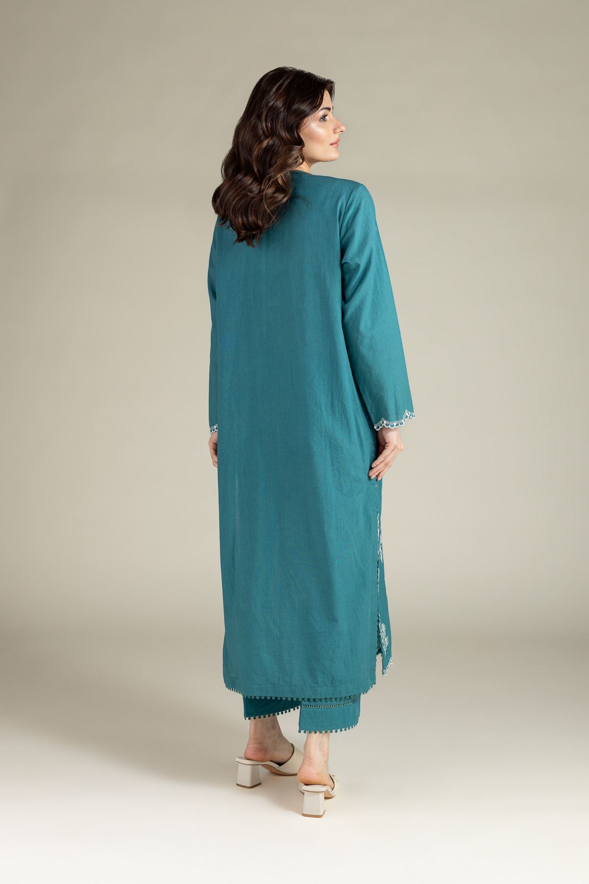 Embroidered Cambric Tailored 2 Piece | Top and Bottom - T-A113-26-106EC2-VG