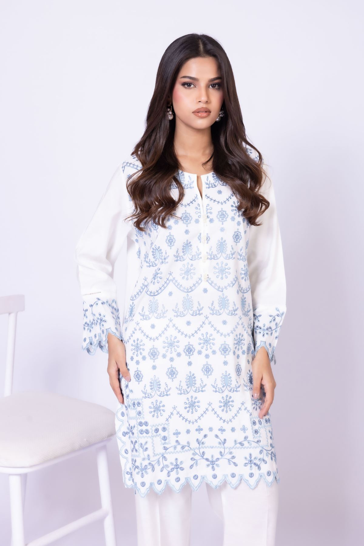 Embroidered Dull Raw Silk Kurta - 25-09-10E1-09TB-VG