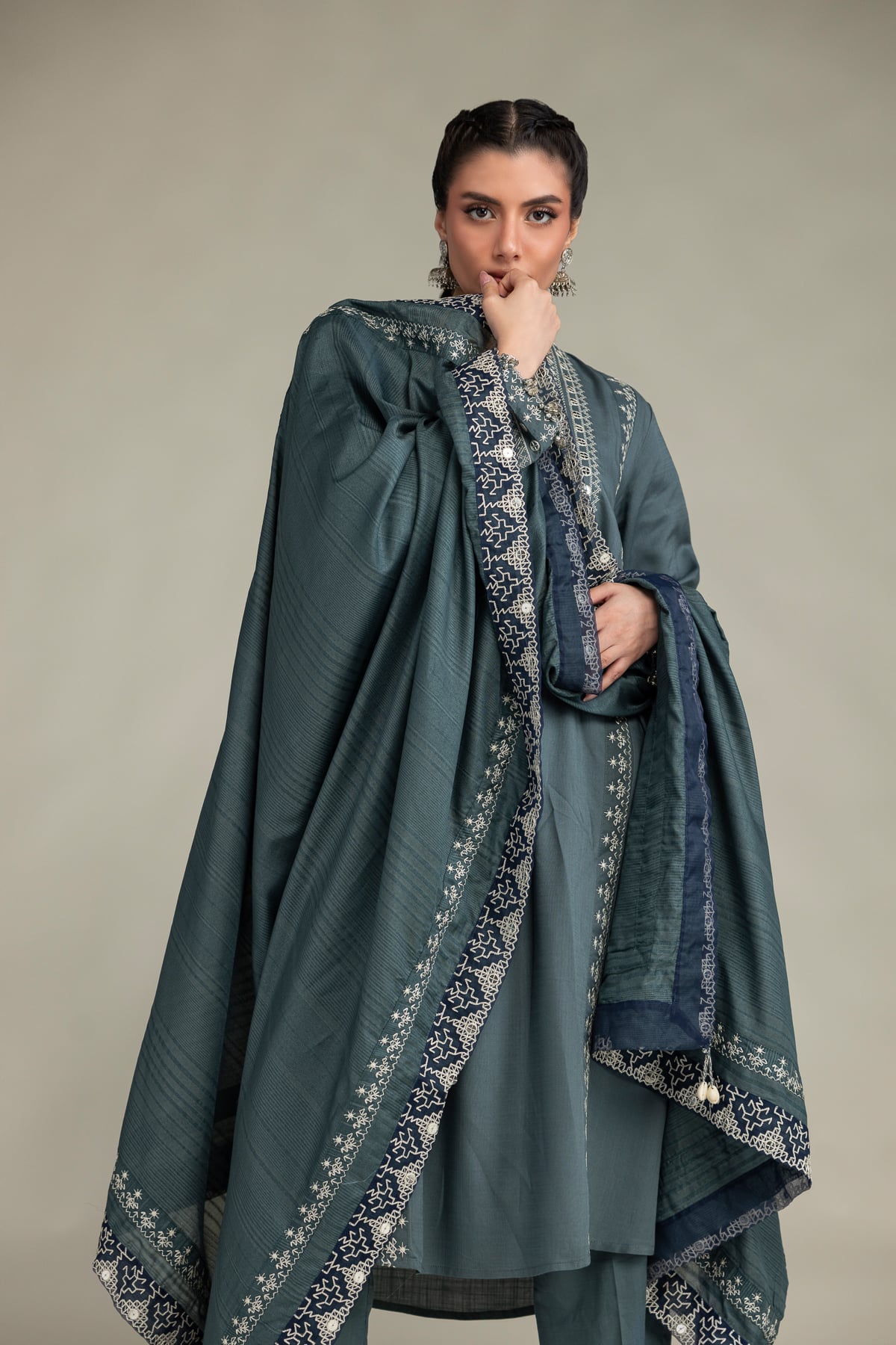 Embroidered Polyester Silk Polyster Silk Dupatta - 1-26-102-A-F-VG