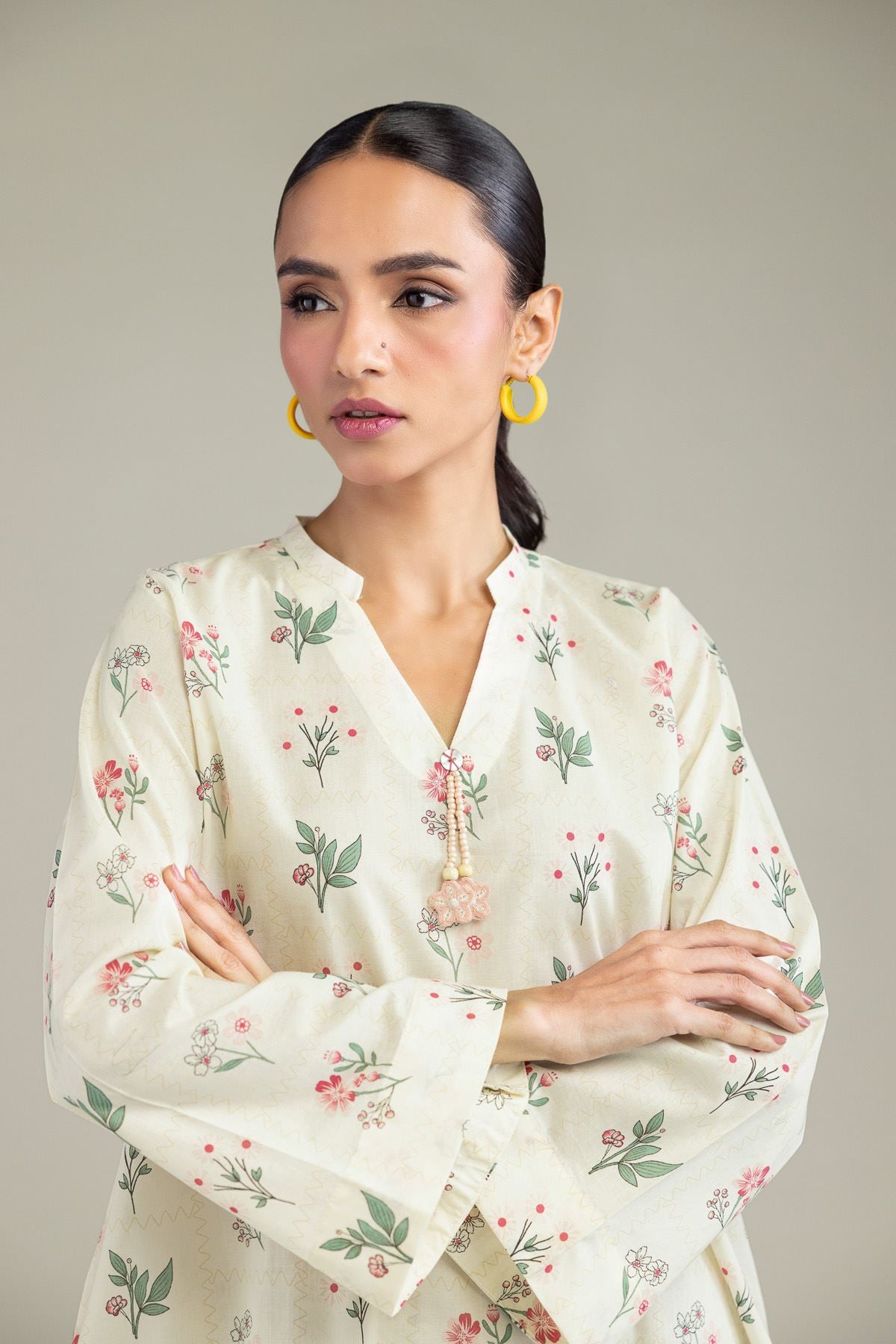 Printed Cambric Floral Cambric Kurta - 1-26-206-A-H1-VG