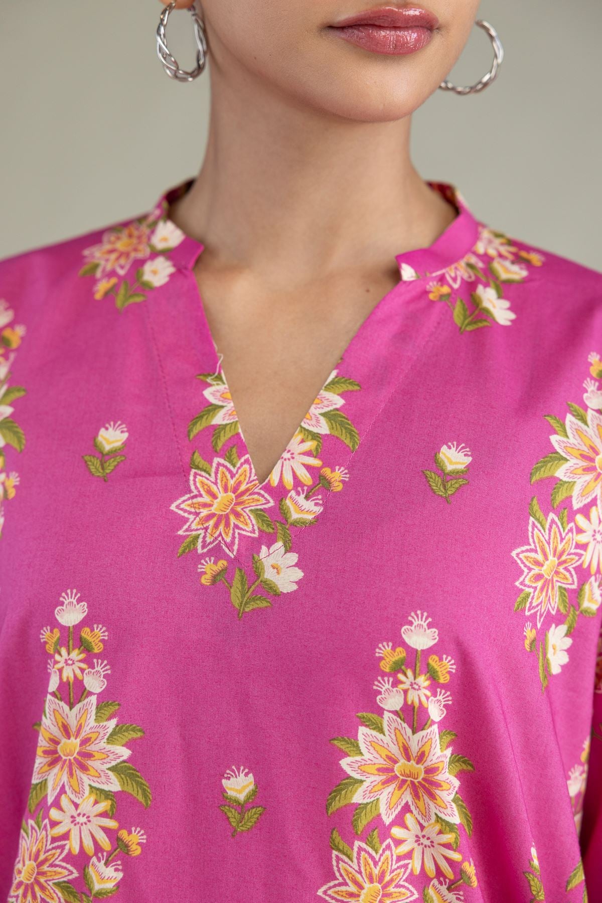 Printed Cambric Floral Cambric Kurta - 8-26-303-A-C1-VG