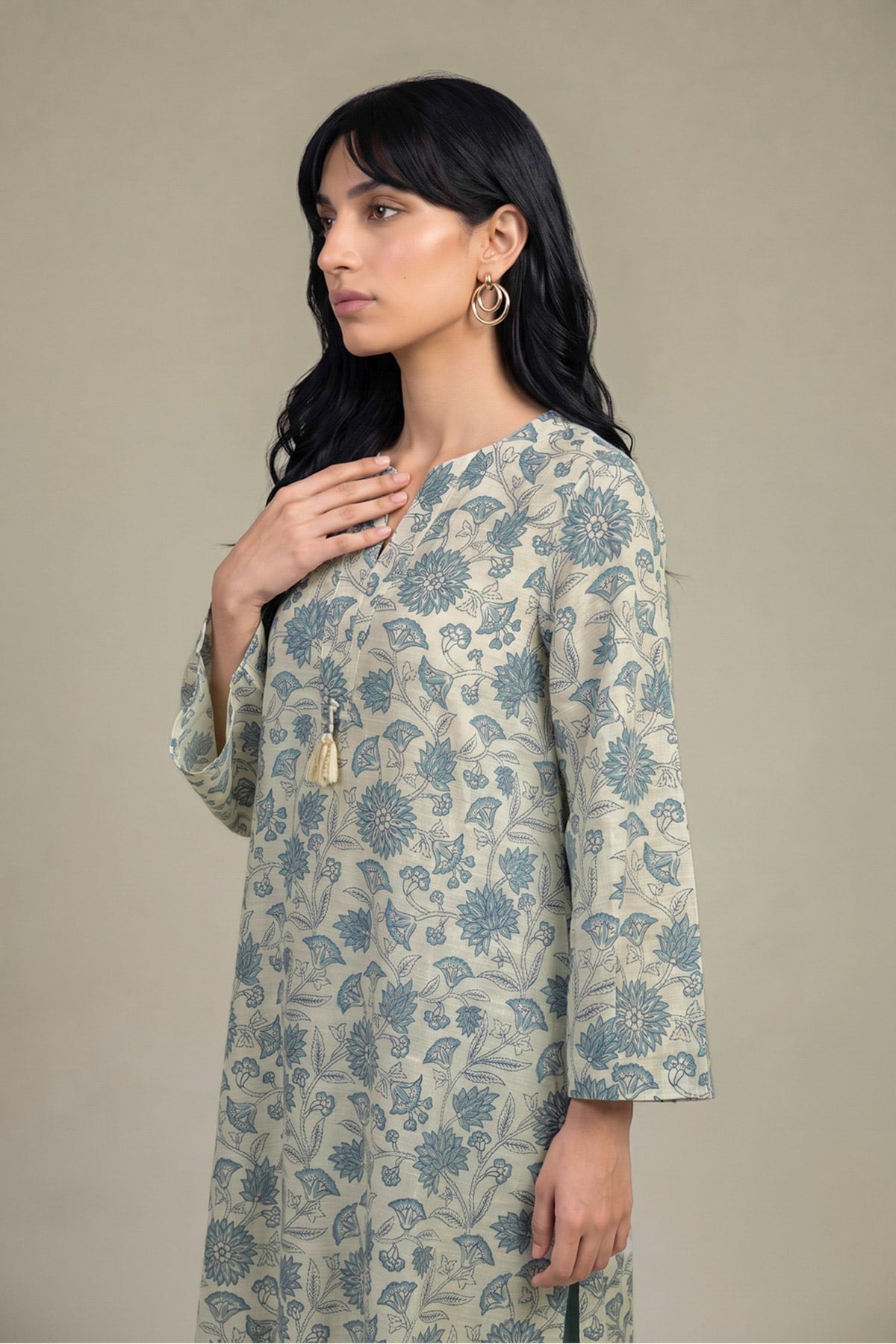 Printed Light Khaddar Floral Printed Kurta - 2-26-202-A-D-VG