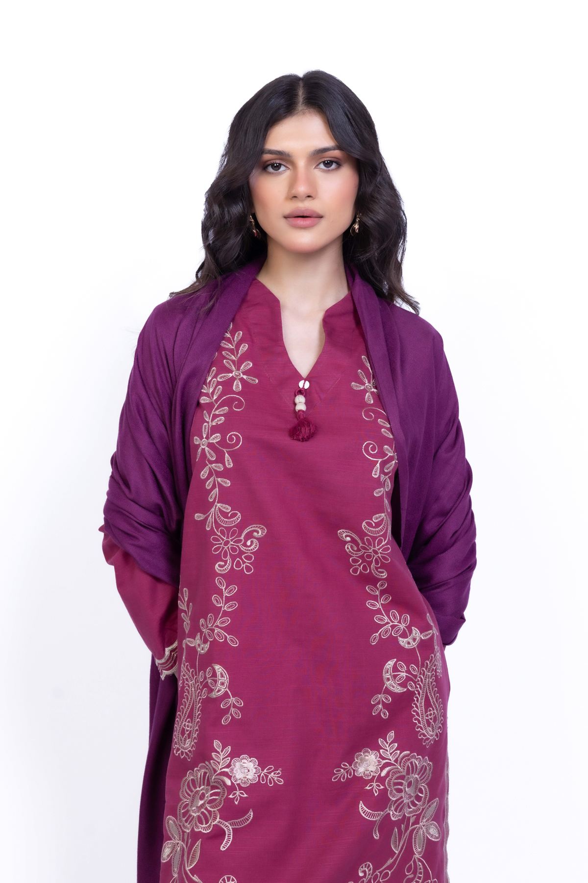 Dyed Blended Acrylic Shawl - 25-09-11E2-12TA-VG