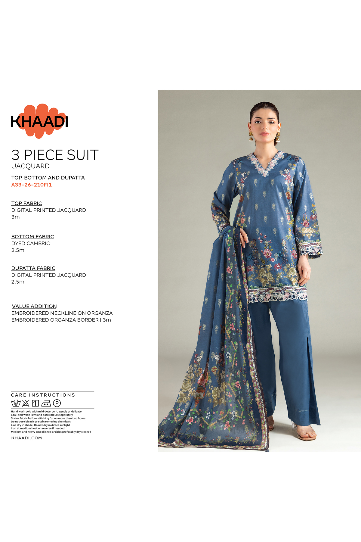 Embroidered Jacquard Fabrics 3 Piece - A22-26-214FH1-VG