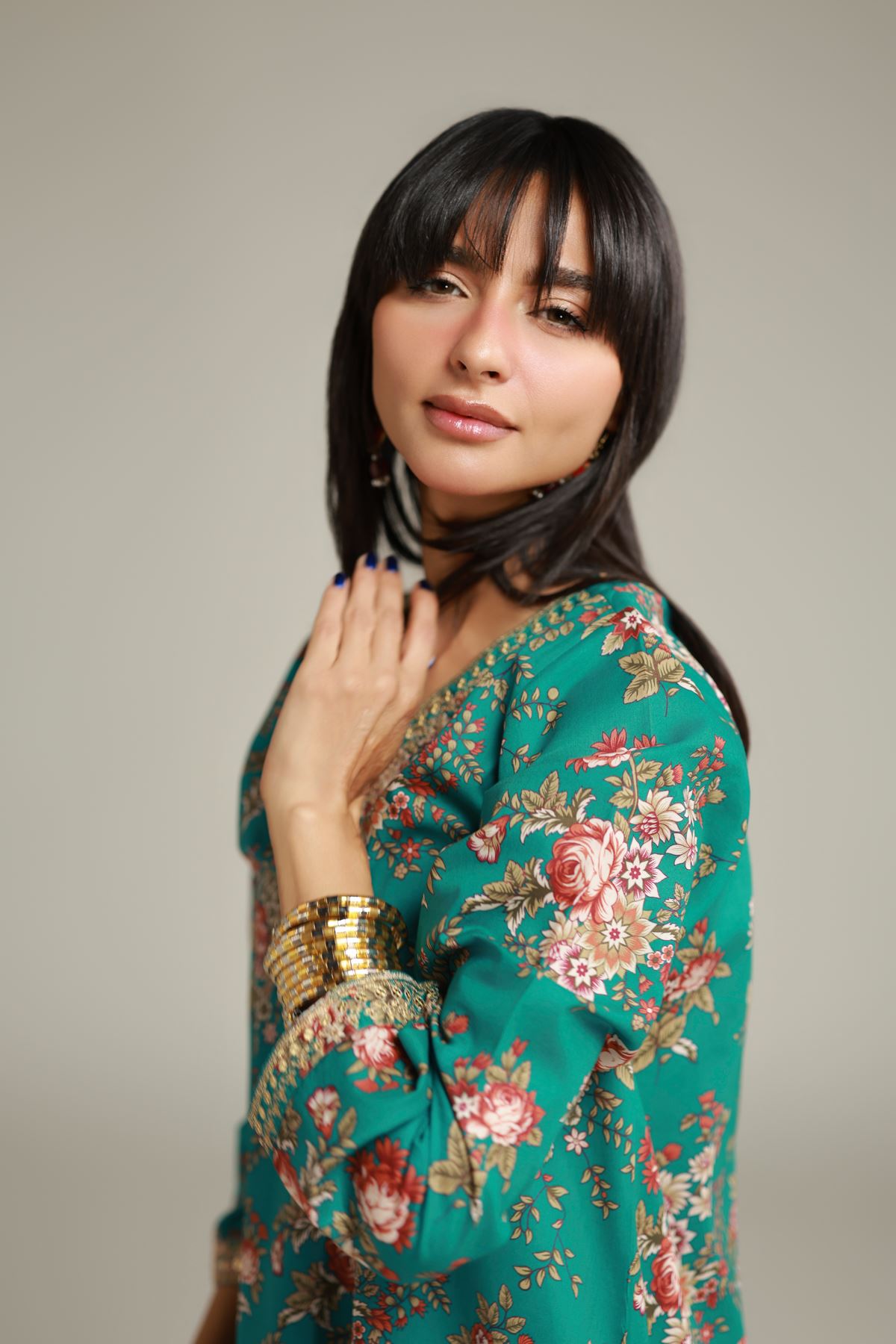 Embroidered Cambric Floral Longline Kurta - 1-26-132-A-E-VG