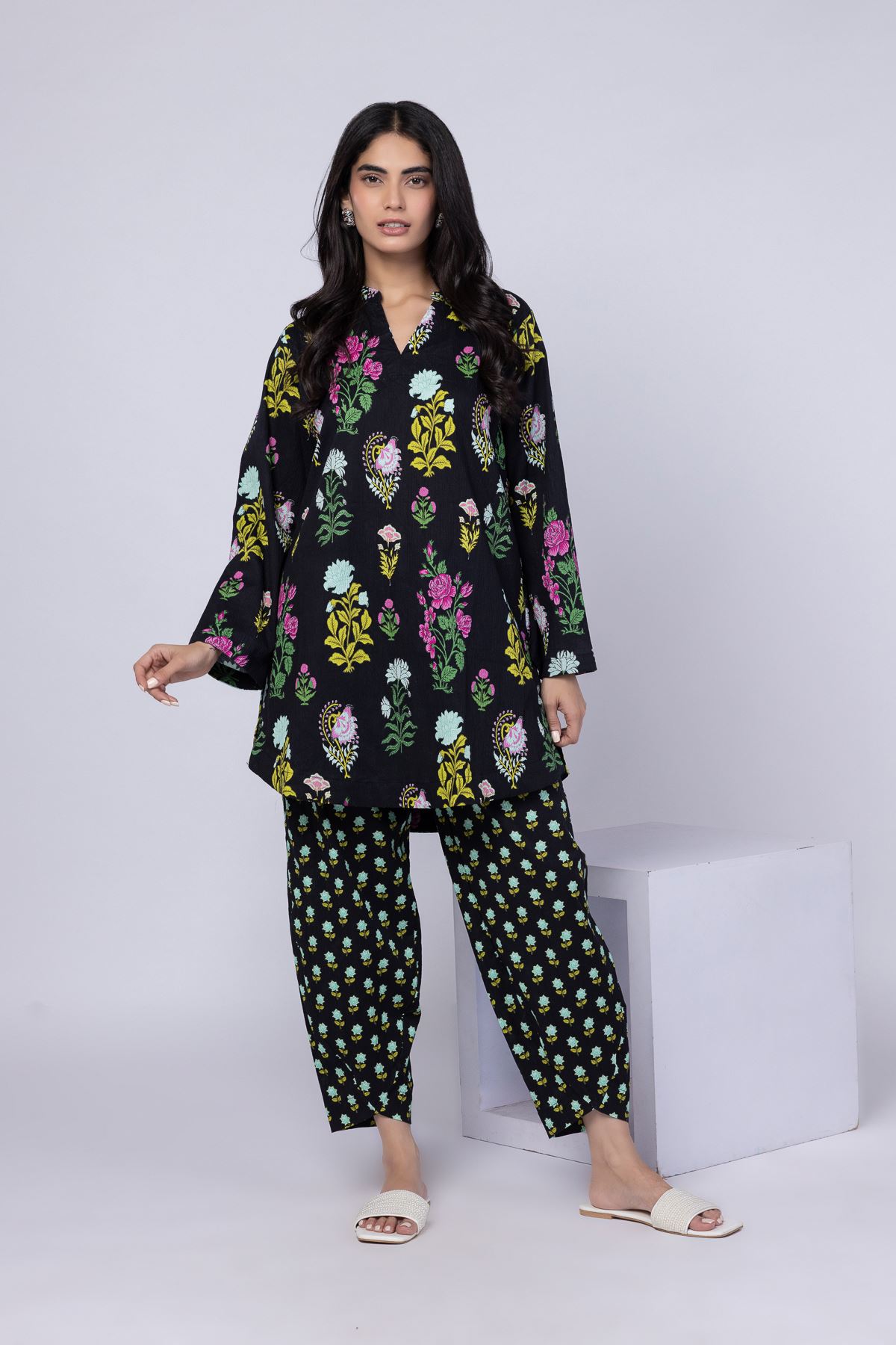 Printed Ripple Crinkle Pants - 25-05E57-07BA-VG
