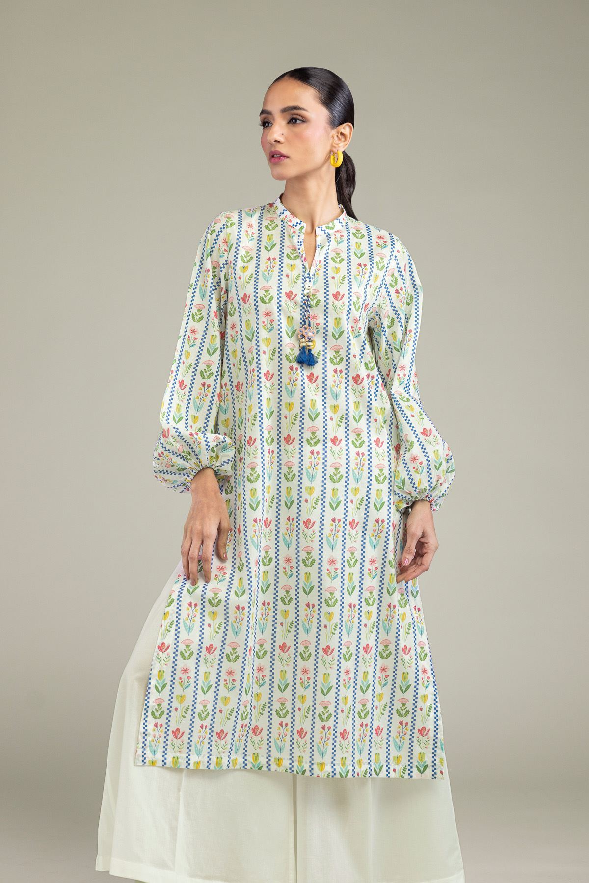 Printed Cambric Floral Cambric Kurta - 1-26-213-A-B1-VG