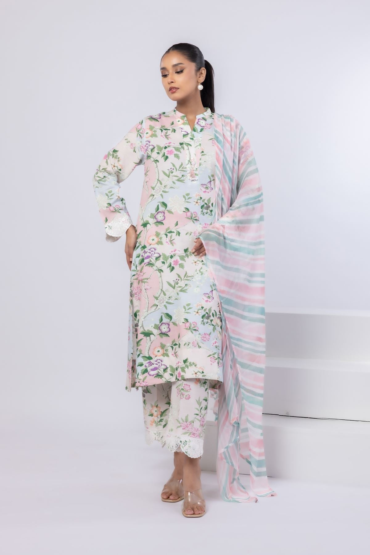Embroidered Dull Raw Silk Pants - 25-10-10S1-01TB-VG