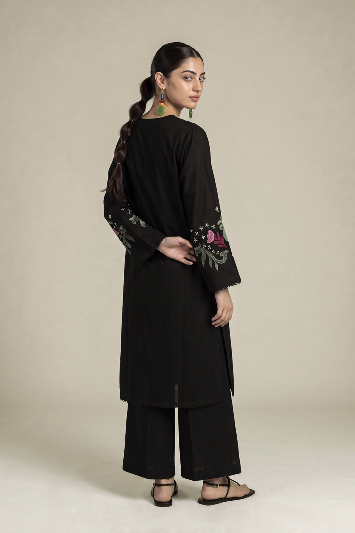 Embroidered Textured Cotton Kurta - 1-26-436-A-F1-VG