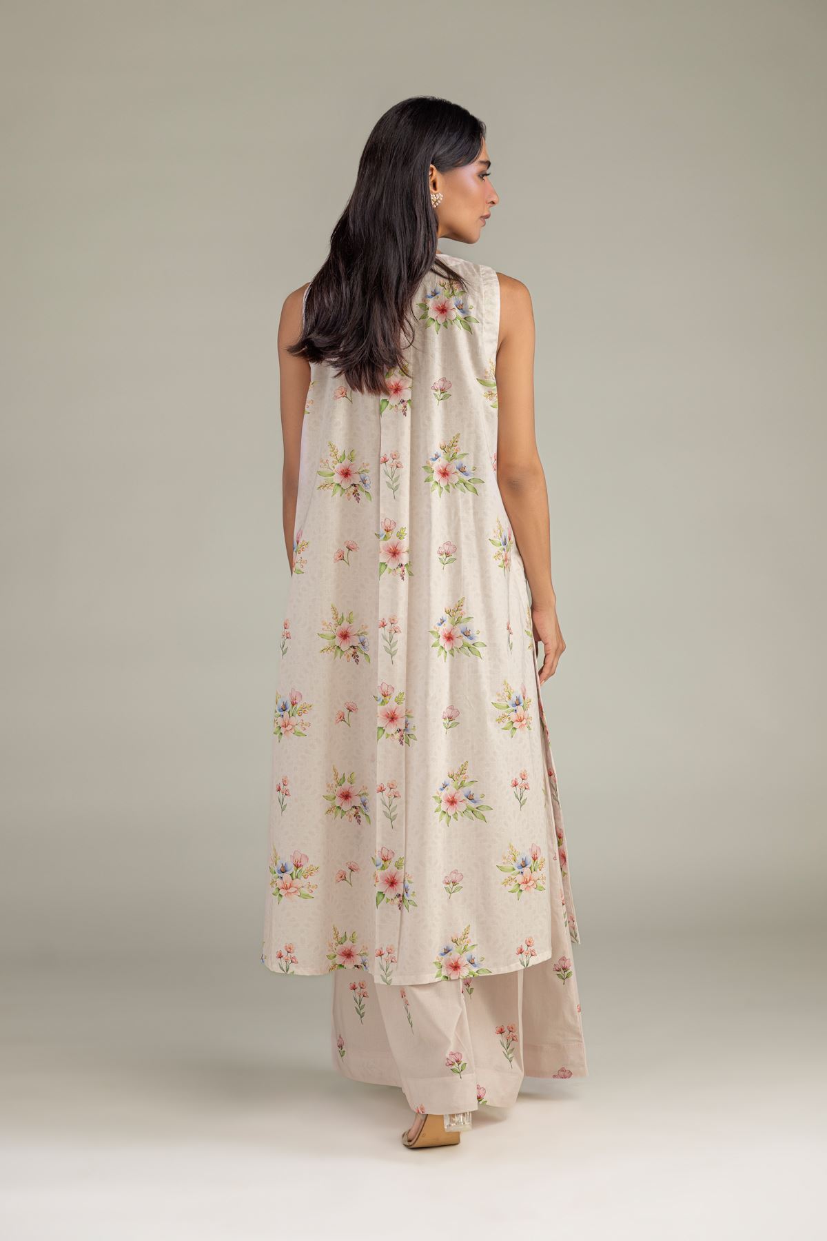 Printed Cambric Sleeveless Cambric Kurta - 12-26-301-A-E1-VG