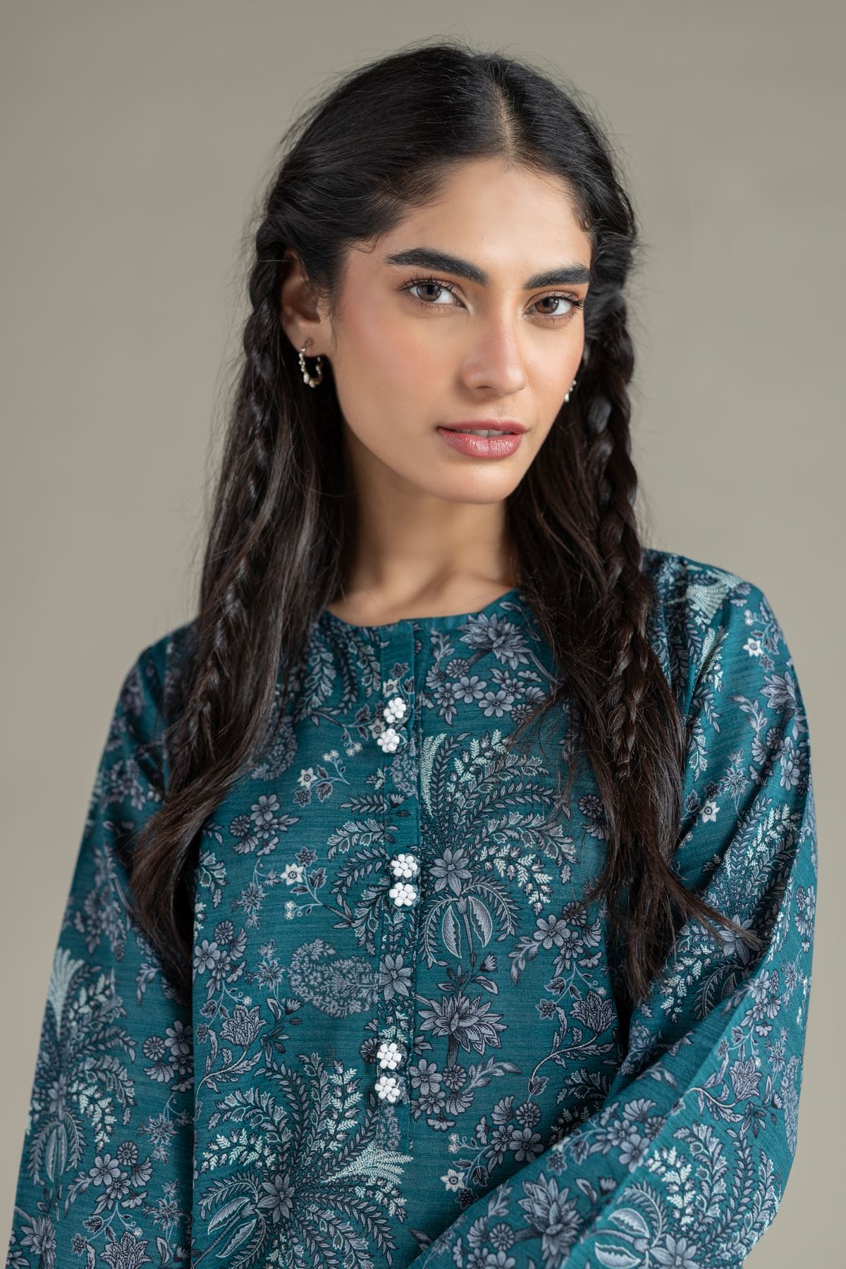 Printed Textured Cotton Kurta - 25-09-11E3-07TA-VG