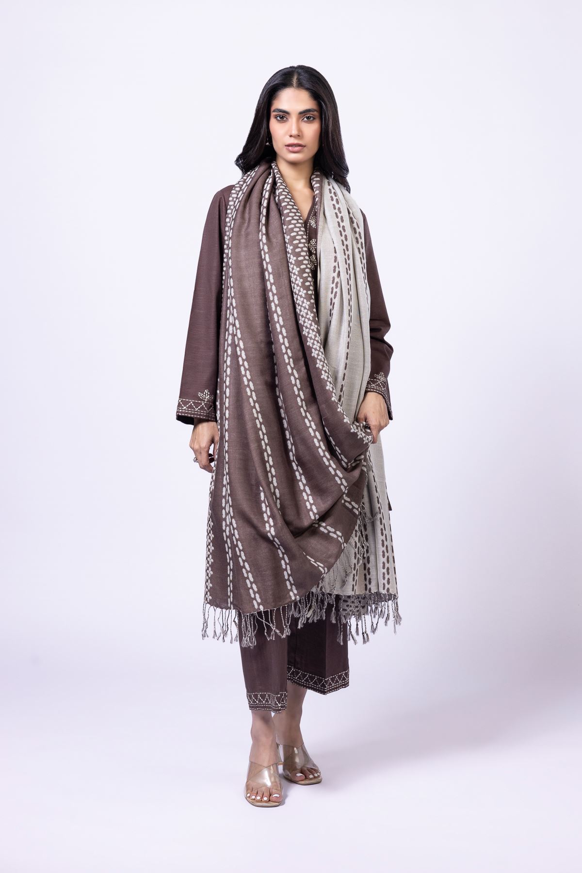 Dyed Acrylic Shawl - 25-09-11E14-09TA-VG