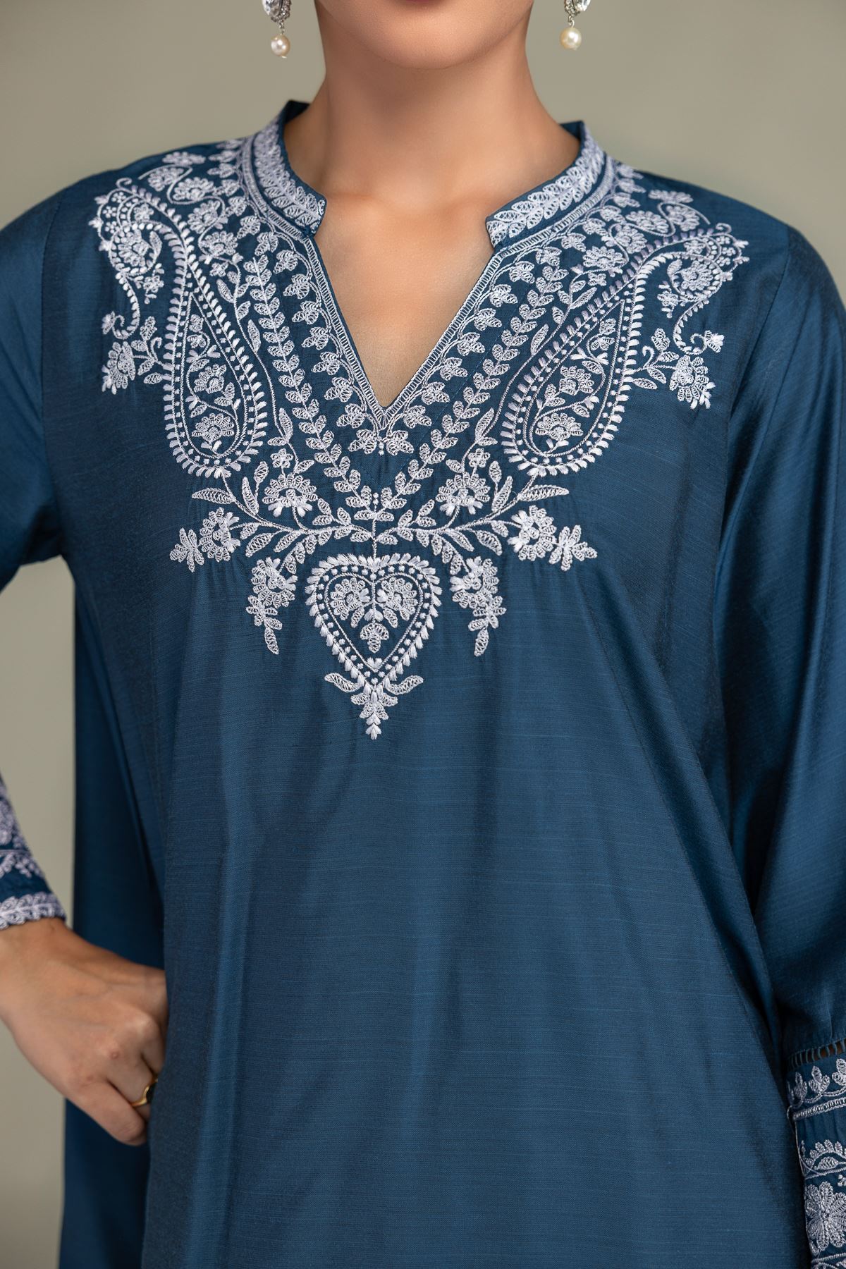 Printed Raw Silk Floral Silk Kurta - 1-26-244-A-D1-VG