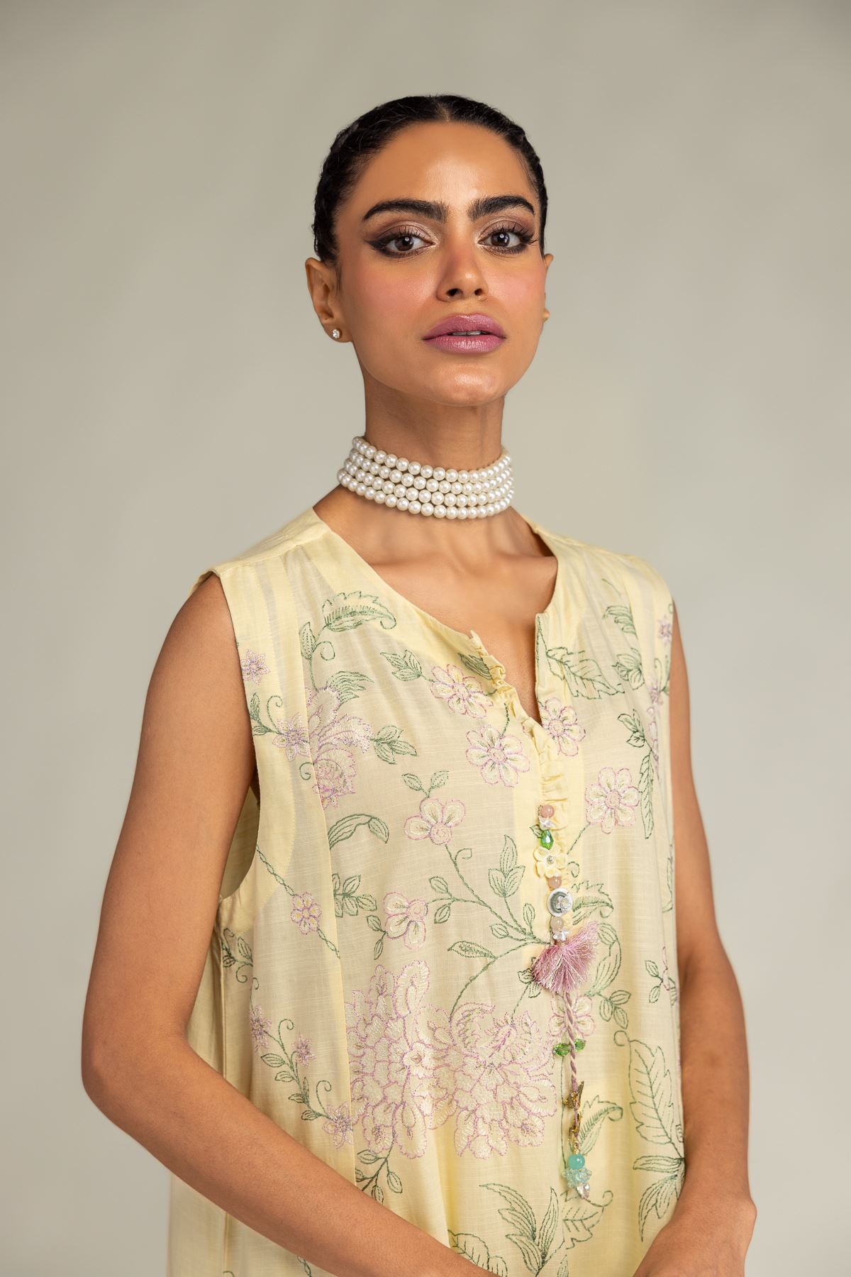Embroidered Raw Silk Yellow Sleeveless Kurta - 2-26-306-A-D1-VG