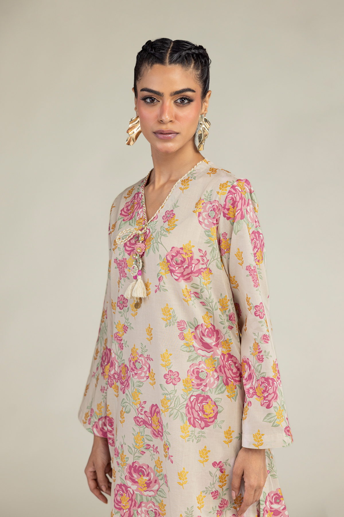 Printed Cambric Floral Cambric Kurta - 1-26-236-A-I2-VG