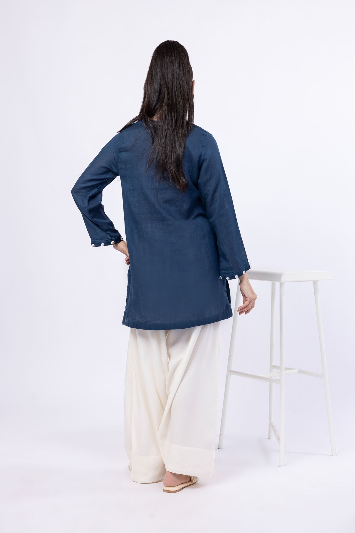 Embroidered Double Layer Plain Kurta - 25-09-9S3-07TB-VG