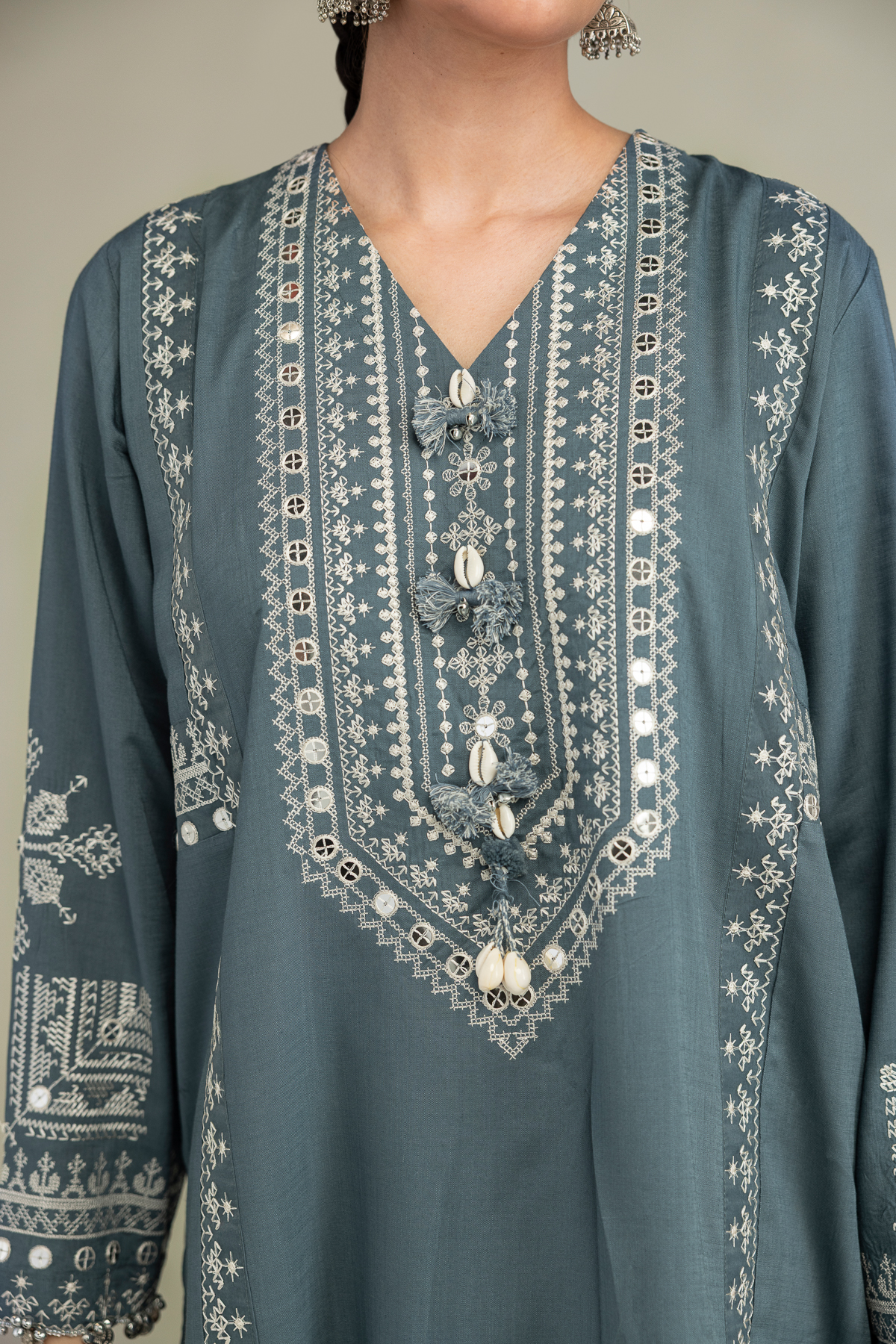 Embroidered Raw Silk Raw Silk Kurta - 1-26-309-B-D1-VG