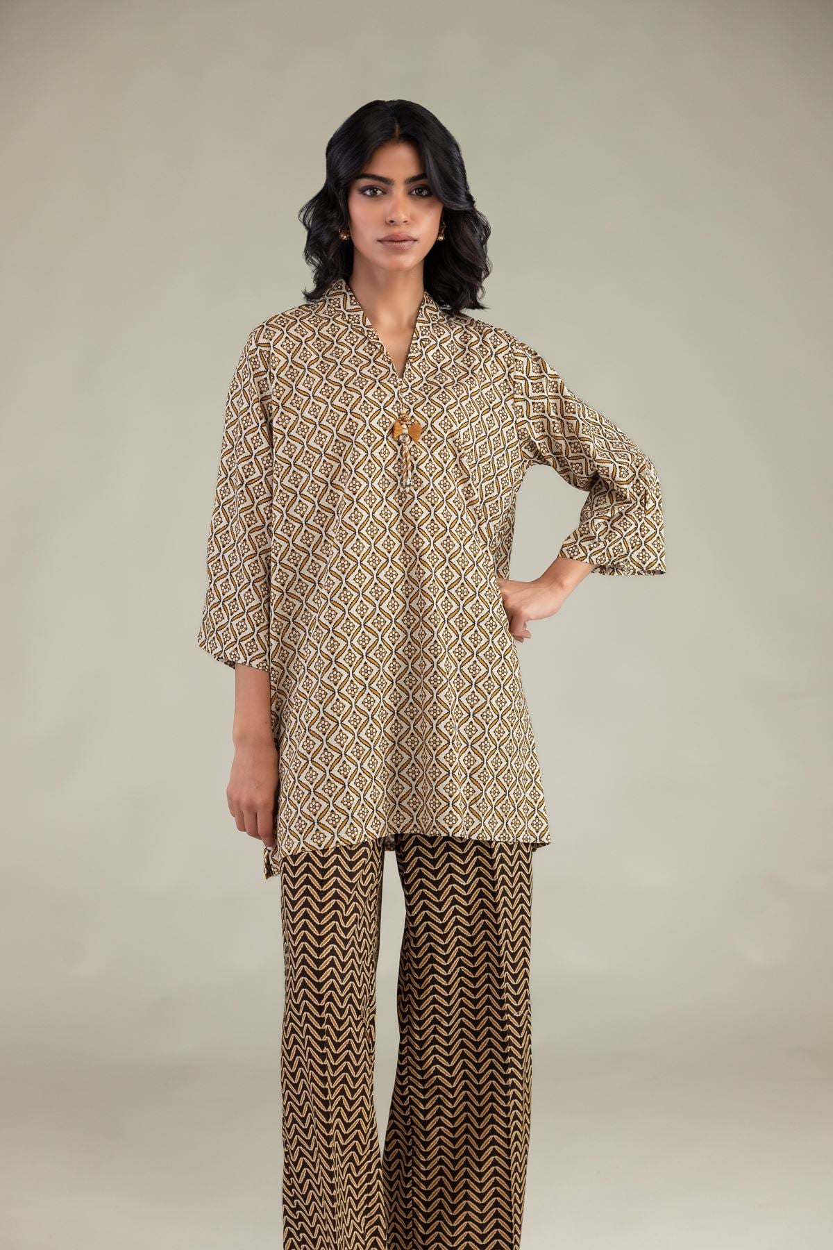 Printed Cambric Short Cambric Kurta - 8-26-303-A-C1-VG